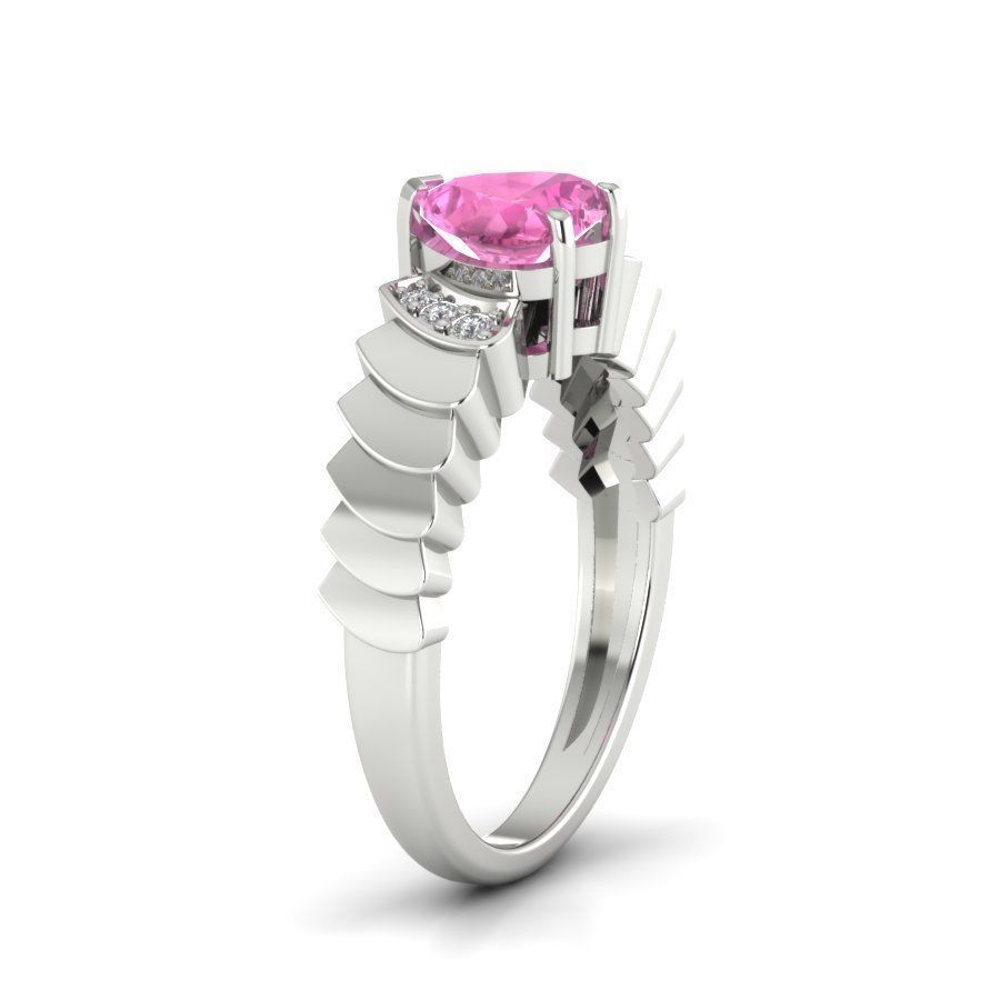 Solitaire Engagement Wedding Heart Stone Ring 3D print model 3D print model_7