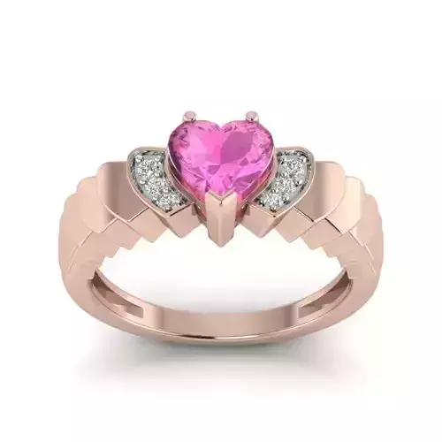 Solitaire Engagement Wedding Heart Stone Ring 3D print model 3D print model
