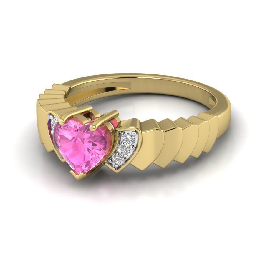 Solitaire Engagement Wedding Heart Stone Ring 3D print model 3D print model_5
