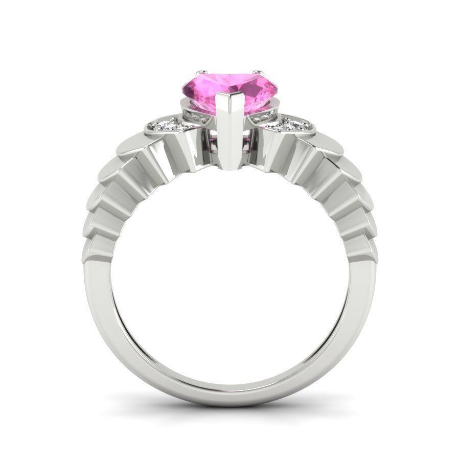 Solitaire Engagement Wedding Heart Stone Ring 3D print model 3D print model_15