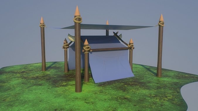 Stylized Medieval Tent Low-poly 3D model