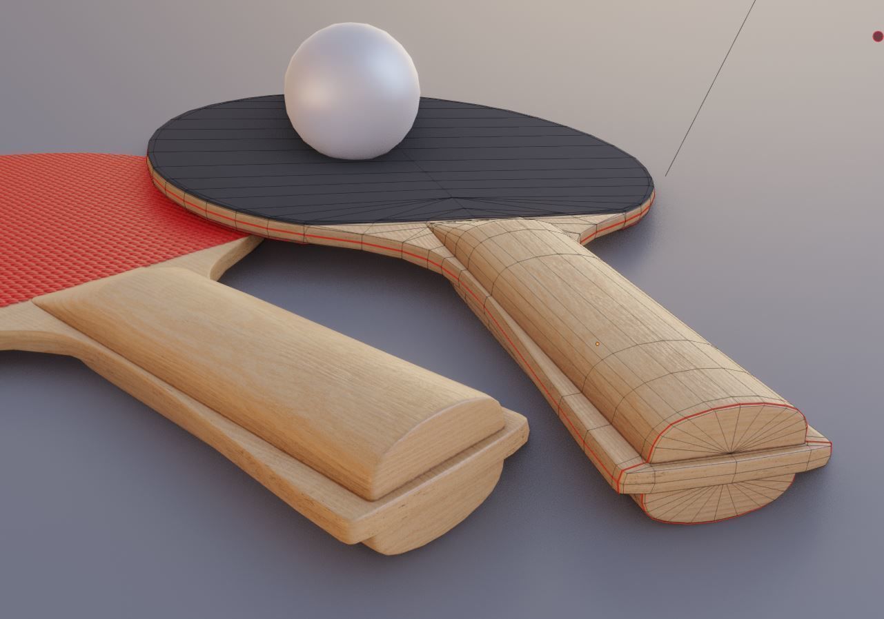 Ping Pong Table 1 with Table Tennis Racket and Ball 3D Model Collection_11