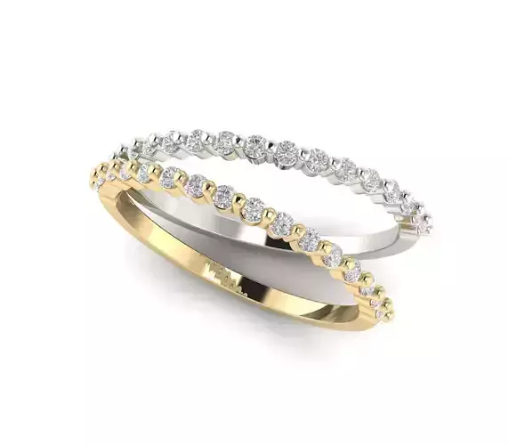 single gallery shared prong  diamond wedding band 