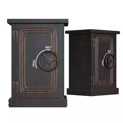 Distressed wood safe cabinet in black