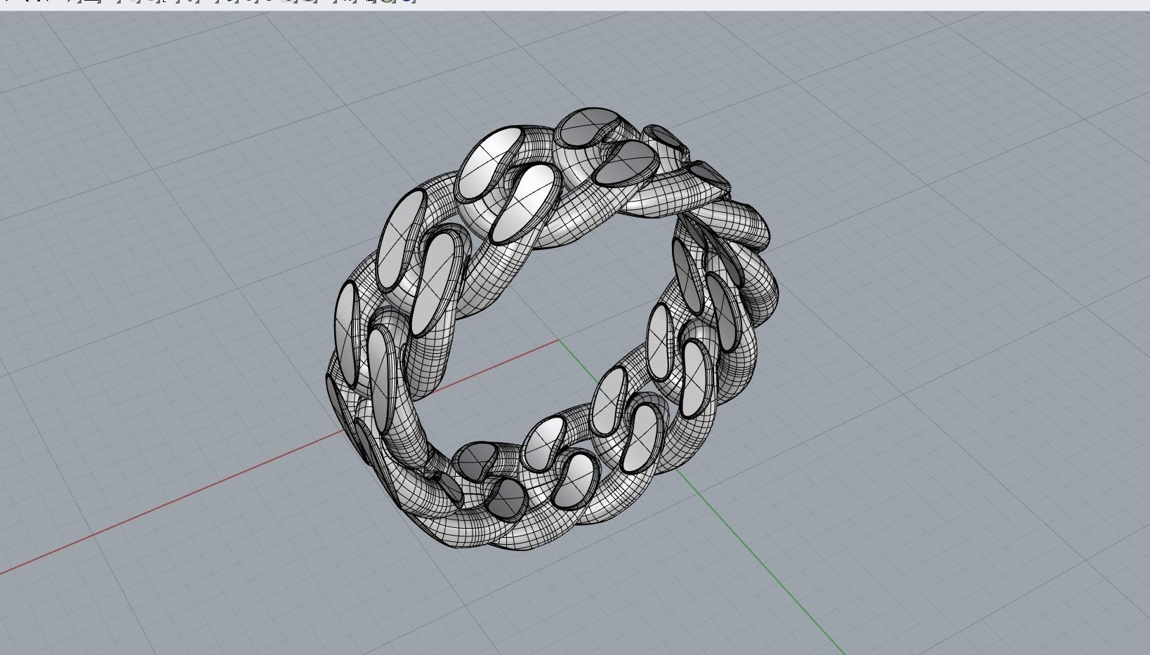 Cuban chain ring 3D print model_4