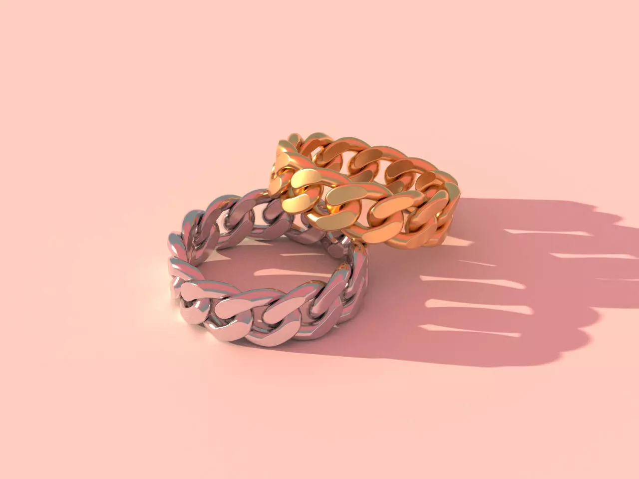 Cuban chain ring 3D print model_0