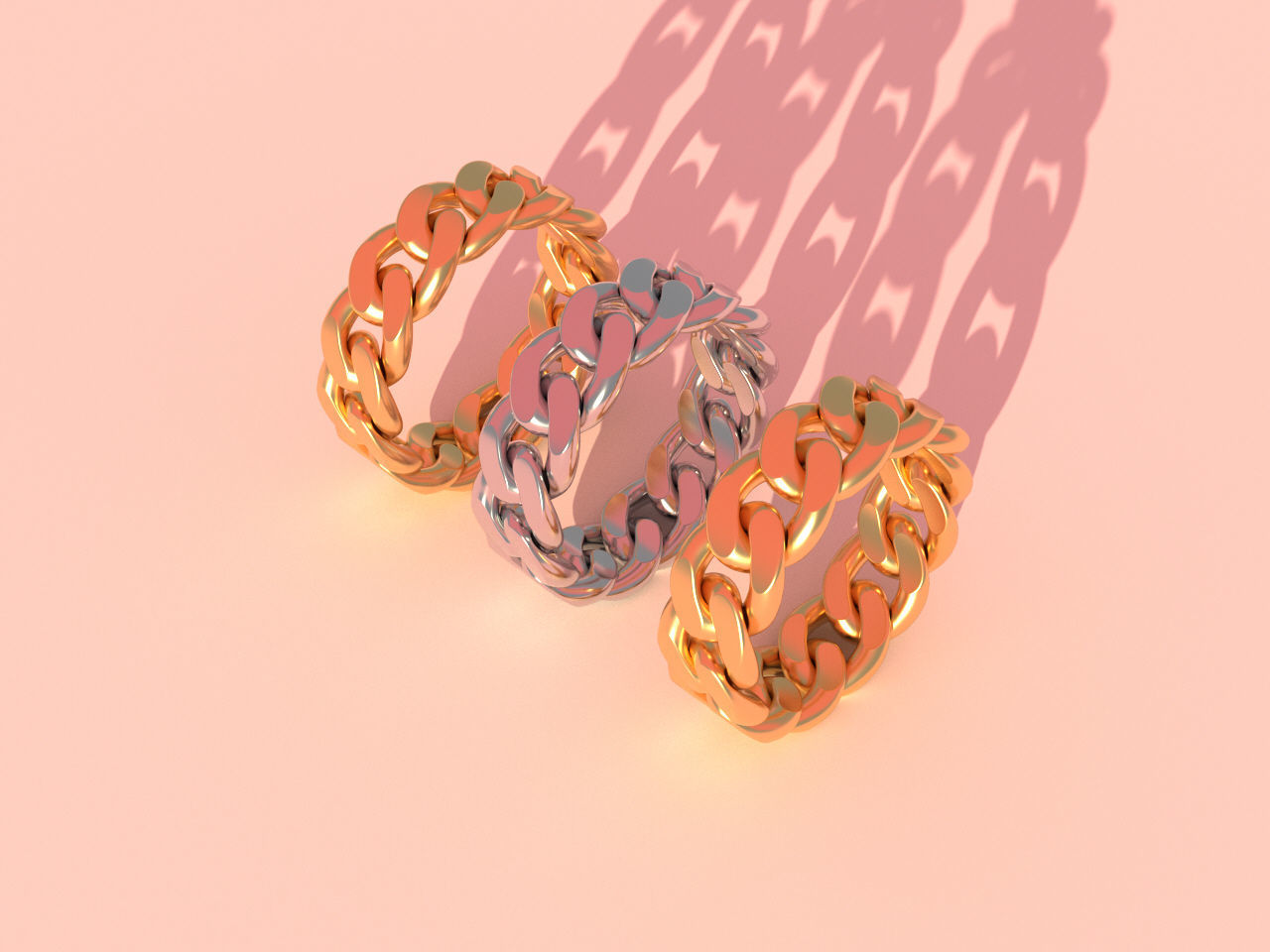 Cuban chain ring 3D print model_1
