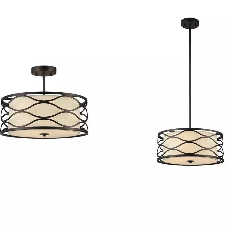 Rafia Light Unique Statement Drum Semi Flush Mount Free 3D model