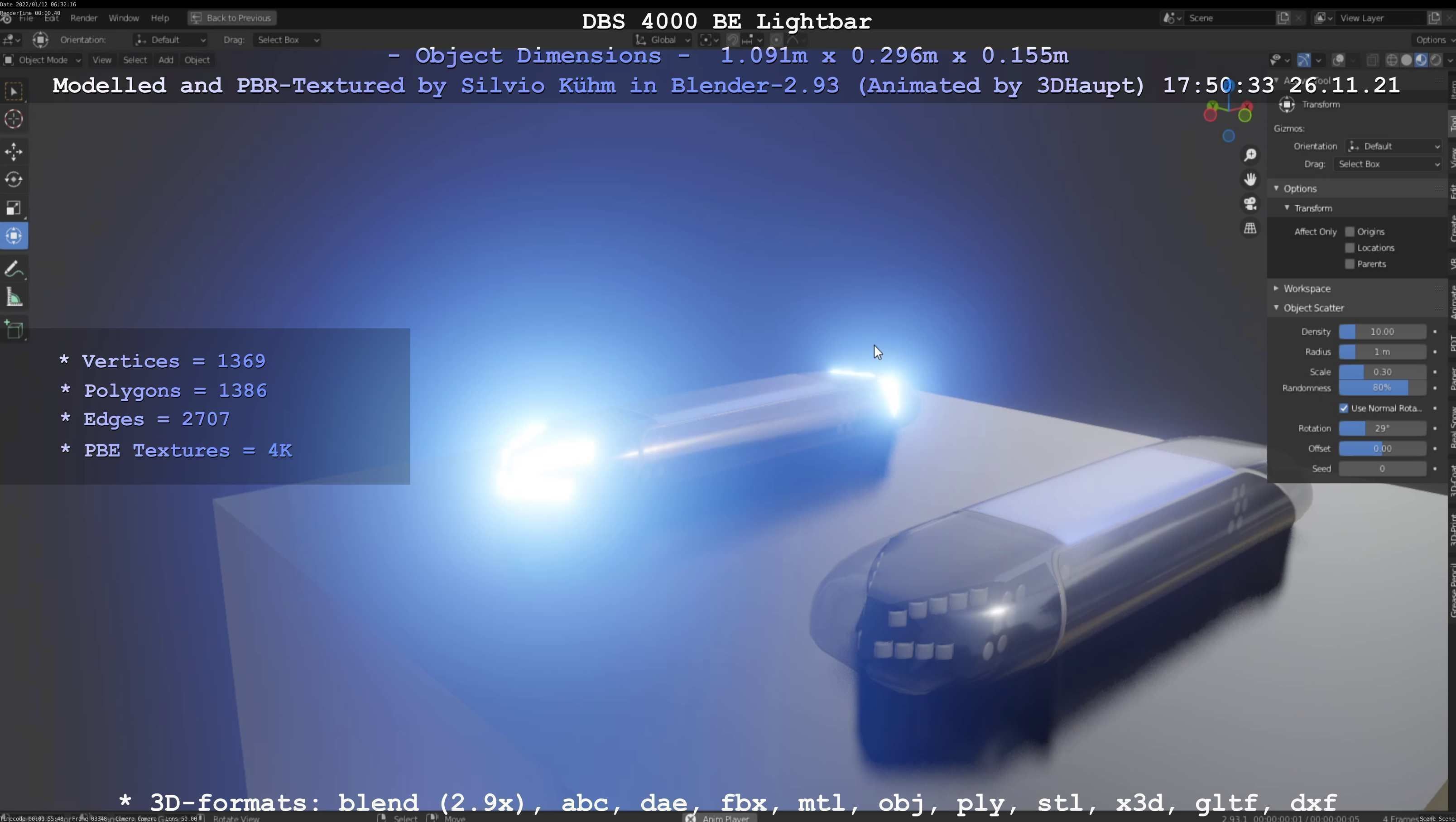 Animated DBS 4000 BE Lightbar Low-poly 3D model_47