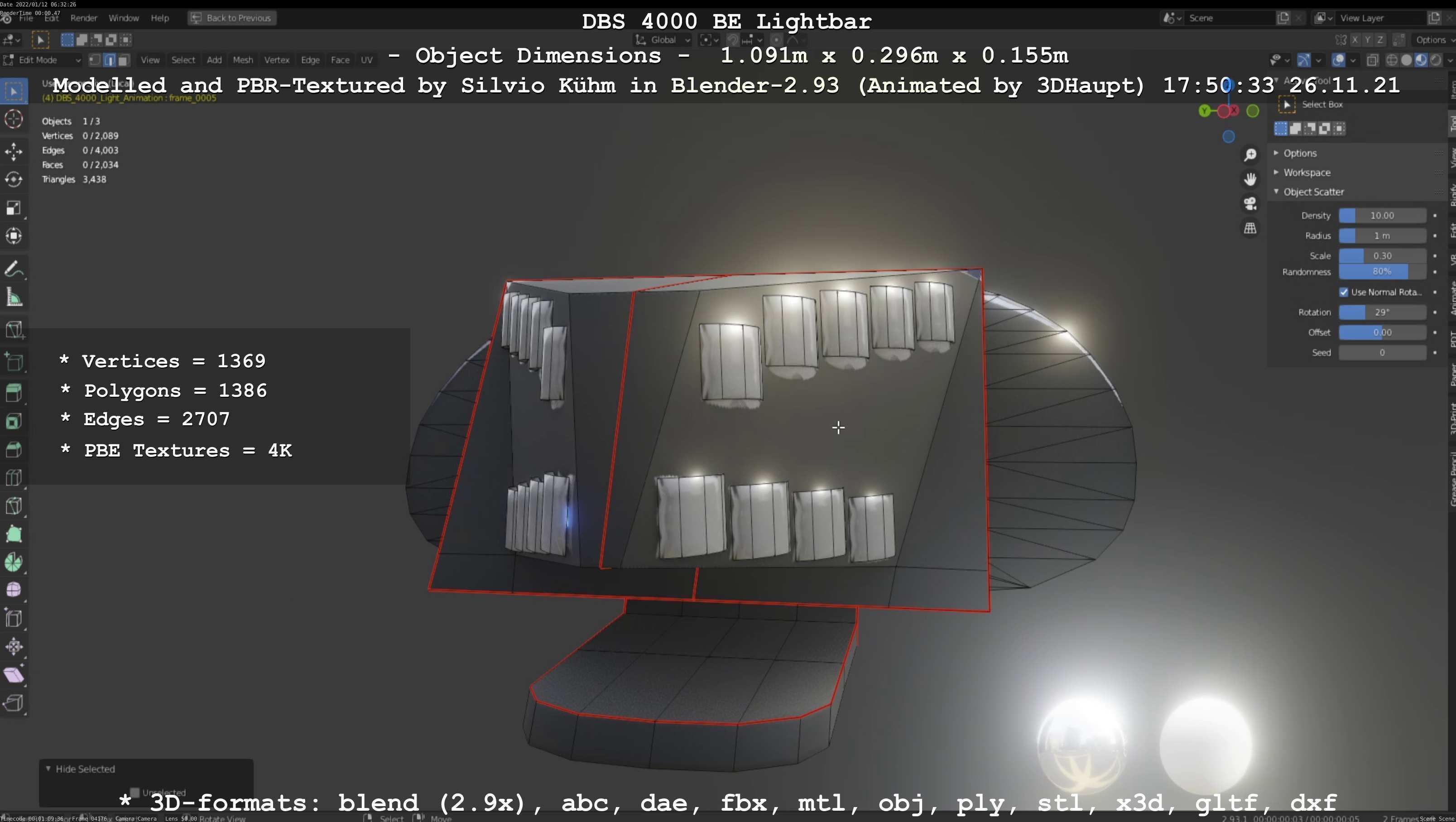 Animated DBS 4000 BE Lightbar Low-poly 3D model_25