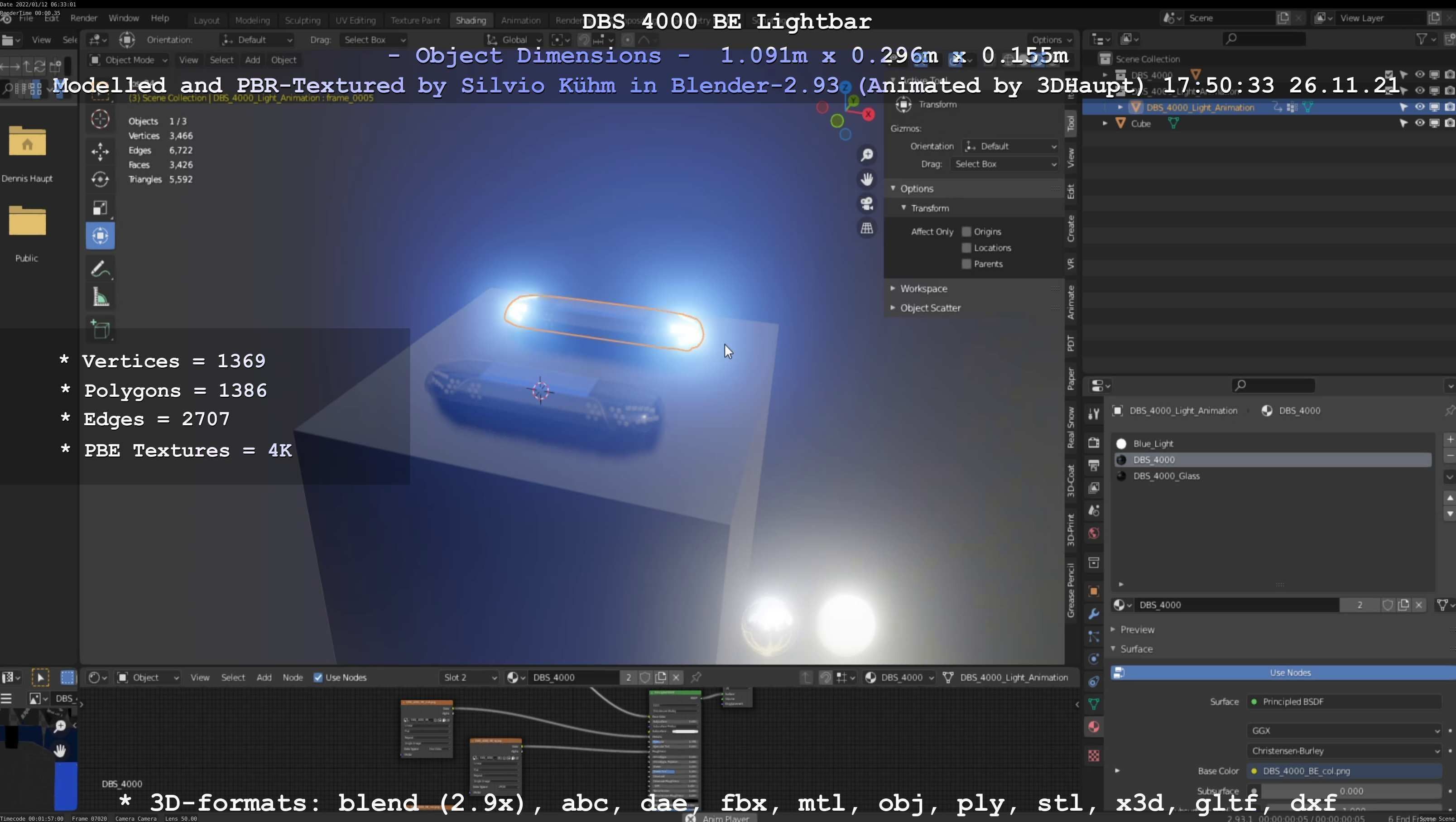 Animated DBS 4000 BE Lightbar Low-poly 3D model_134