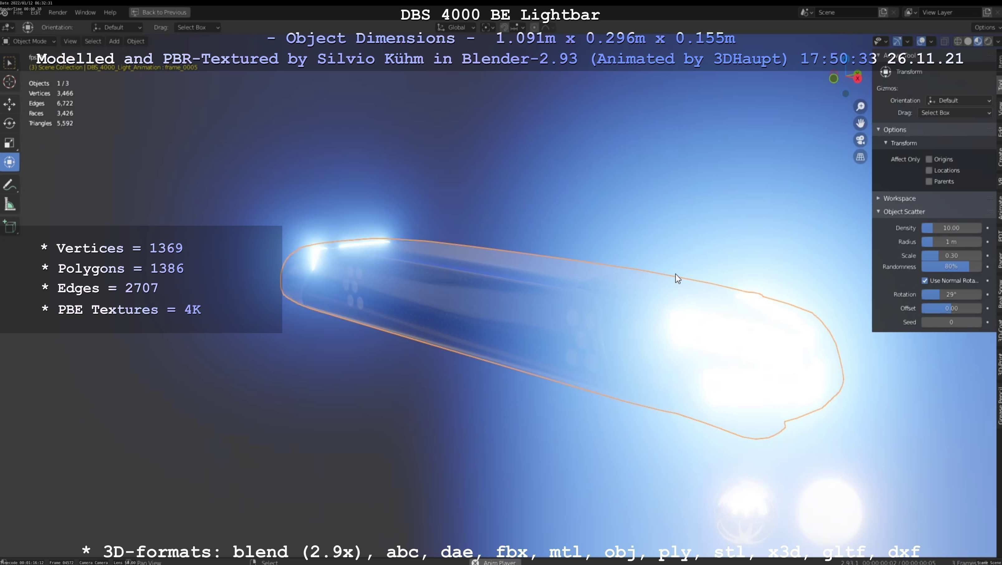 Animated DBS 4000 BE Lightbar Low-poly 3D model_103