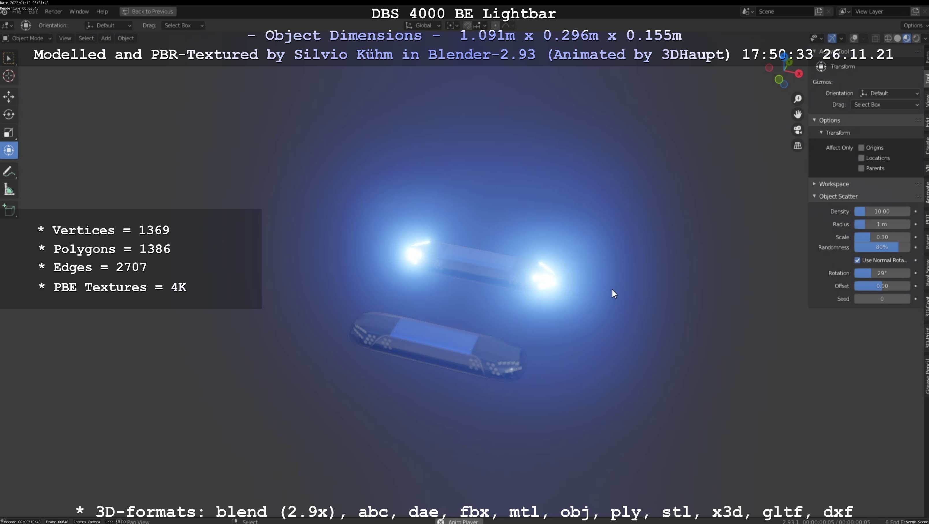 Animated DBS 4000 BE Lightbar Low-poly 3D model_58