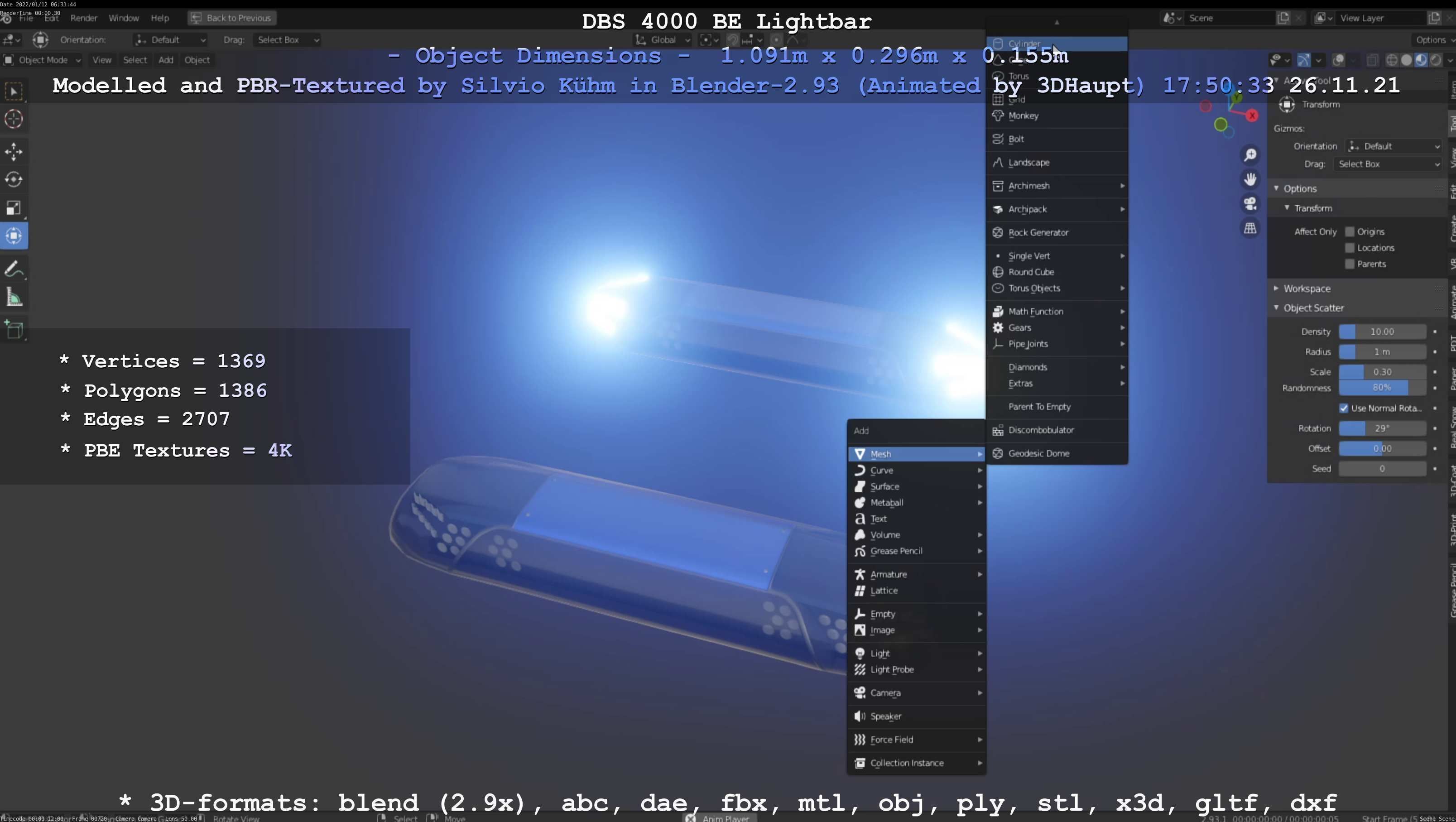 Animated DBS 4000 BE Lightbar Low-poly 3D model_80