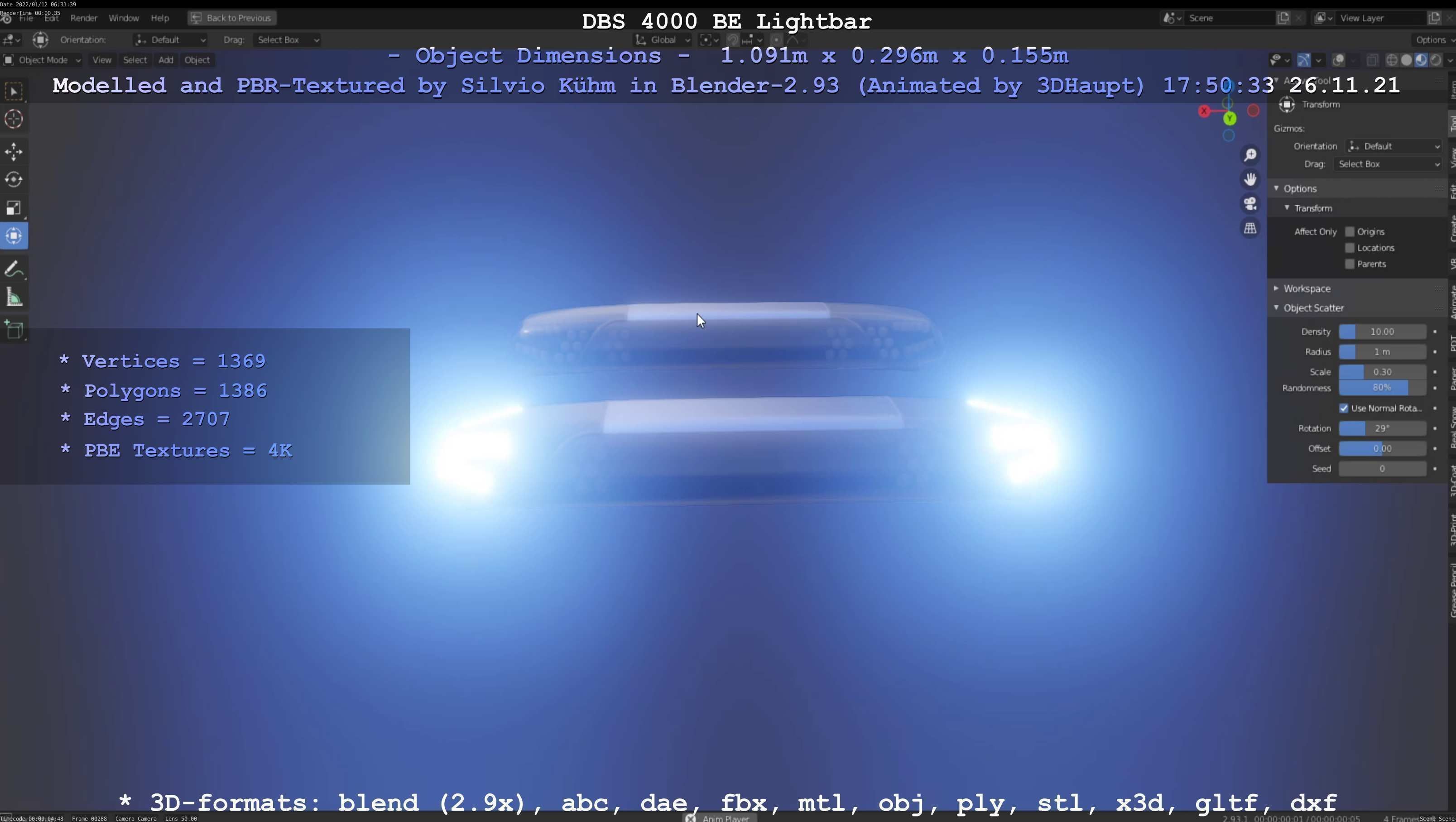 Animated DBS 4000 BE Lightbar Low-poly 3D model_53