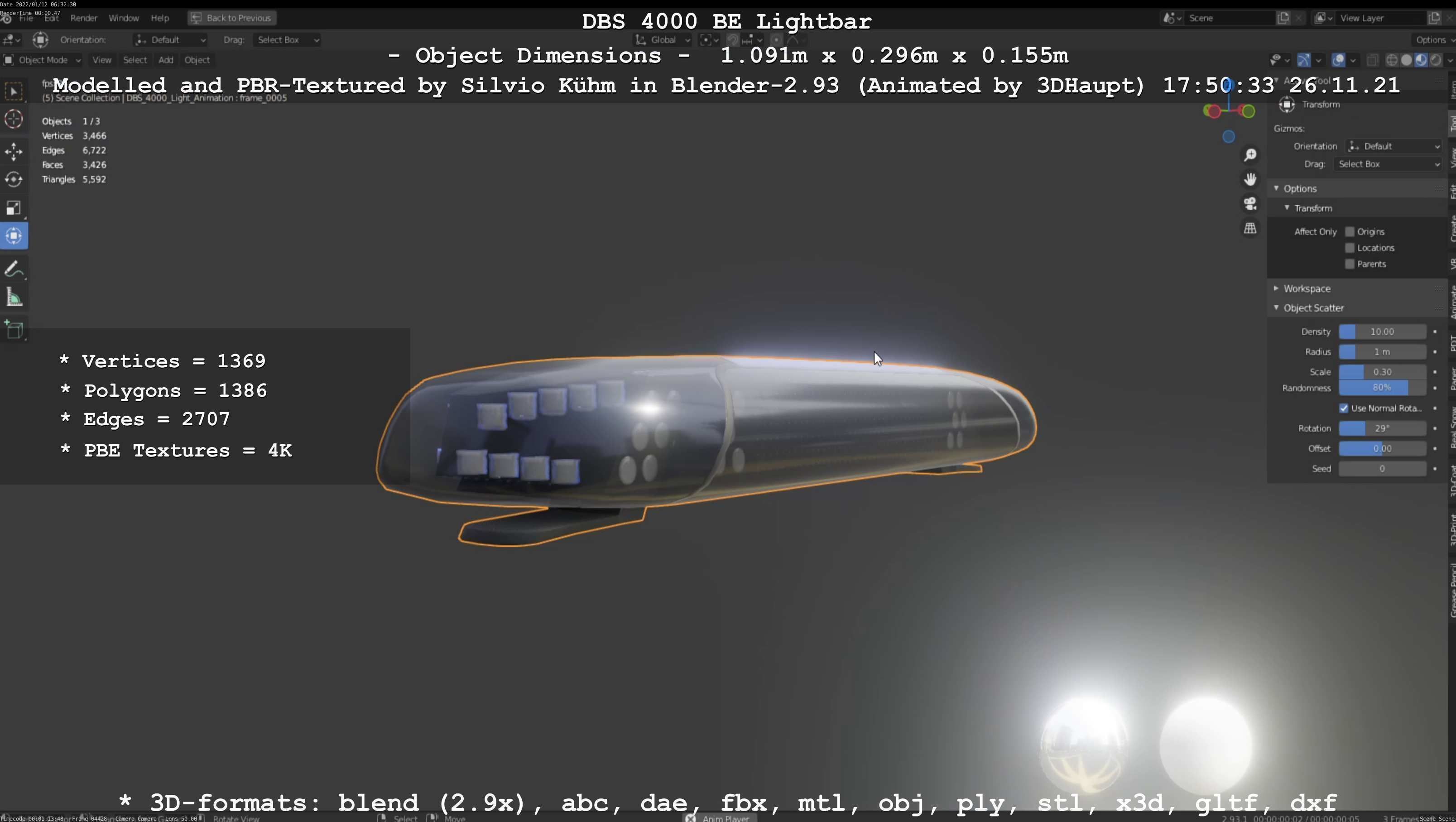 Animated DBS 4000 BE Lightbar Low-poly 3D model_149