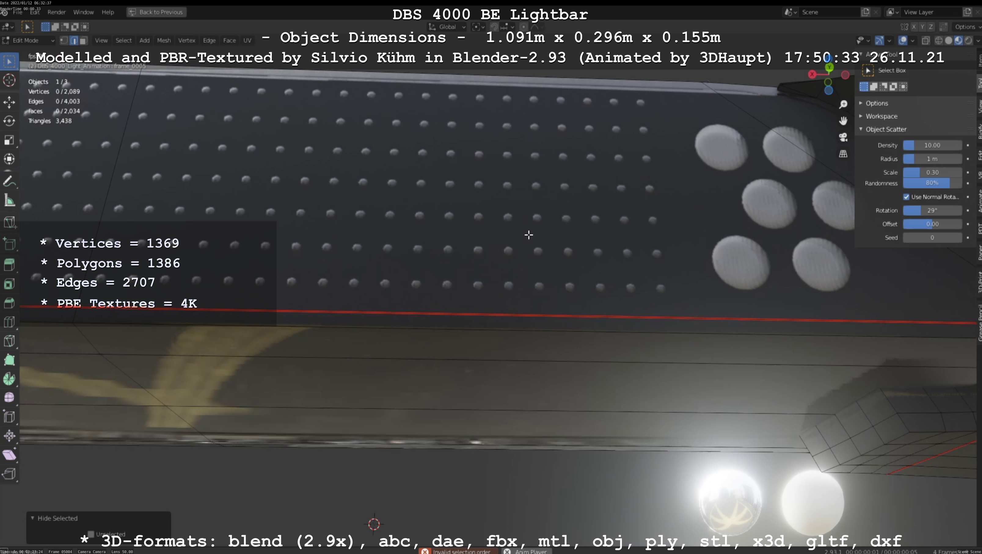 Animated DBS 4000 BE Lightbar Low-poly 3D model_30