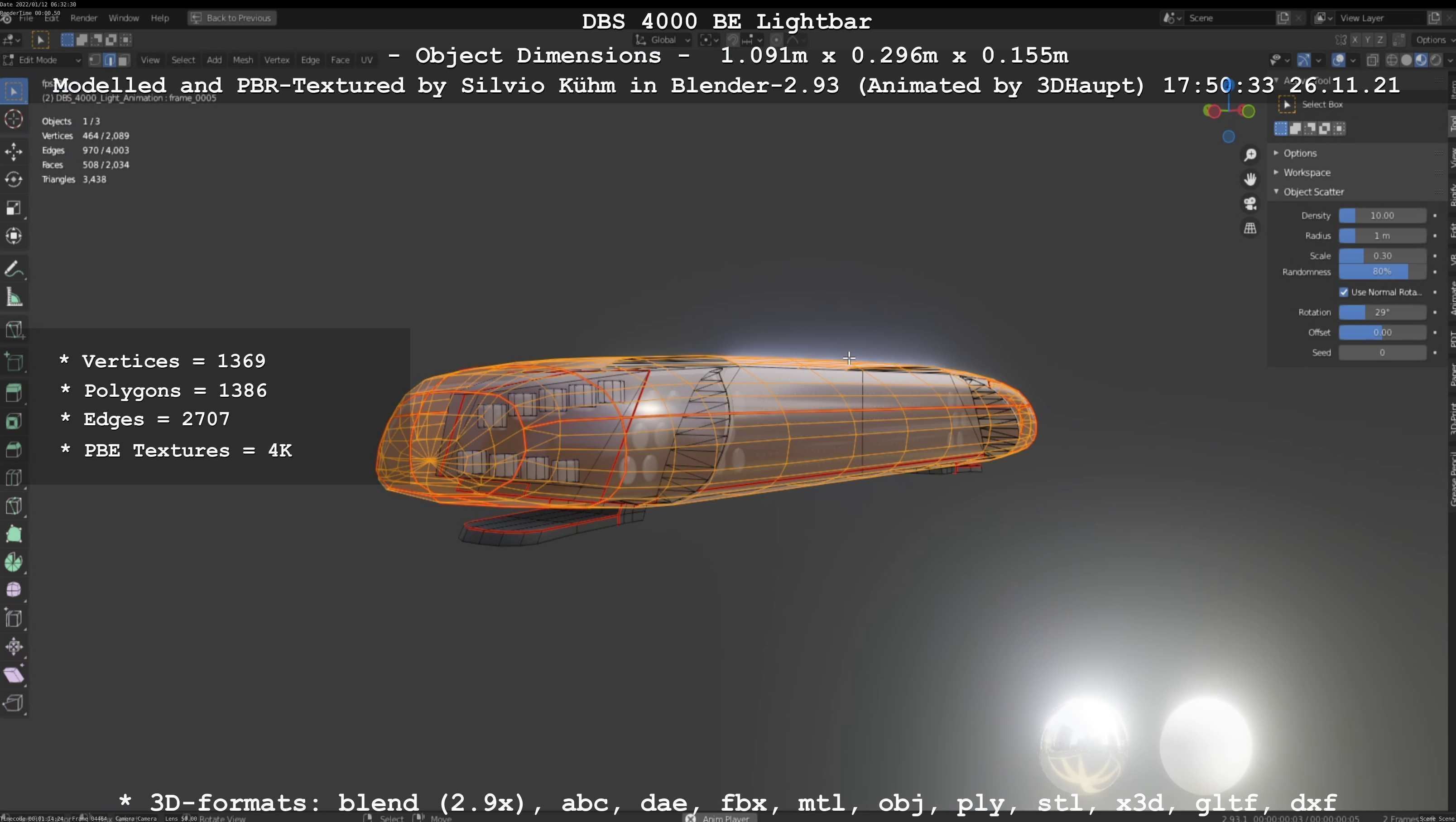 Animated DBS 4000 BE Lightbar Low-poly 3D model_20