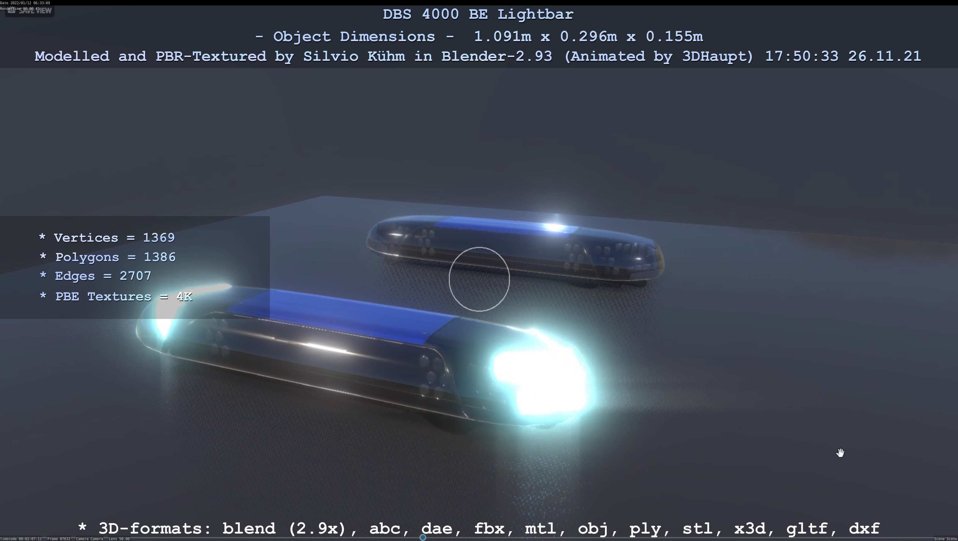 Animated DBS 4000 BE Lightbar Low-poly 3D model_35