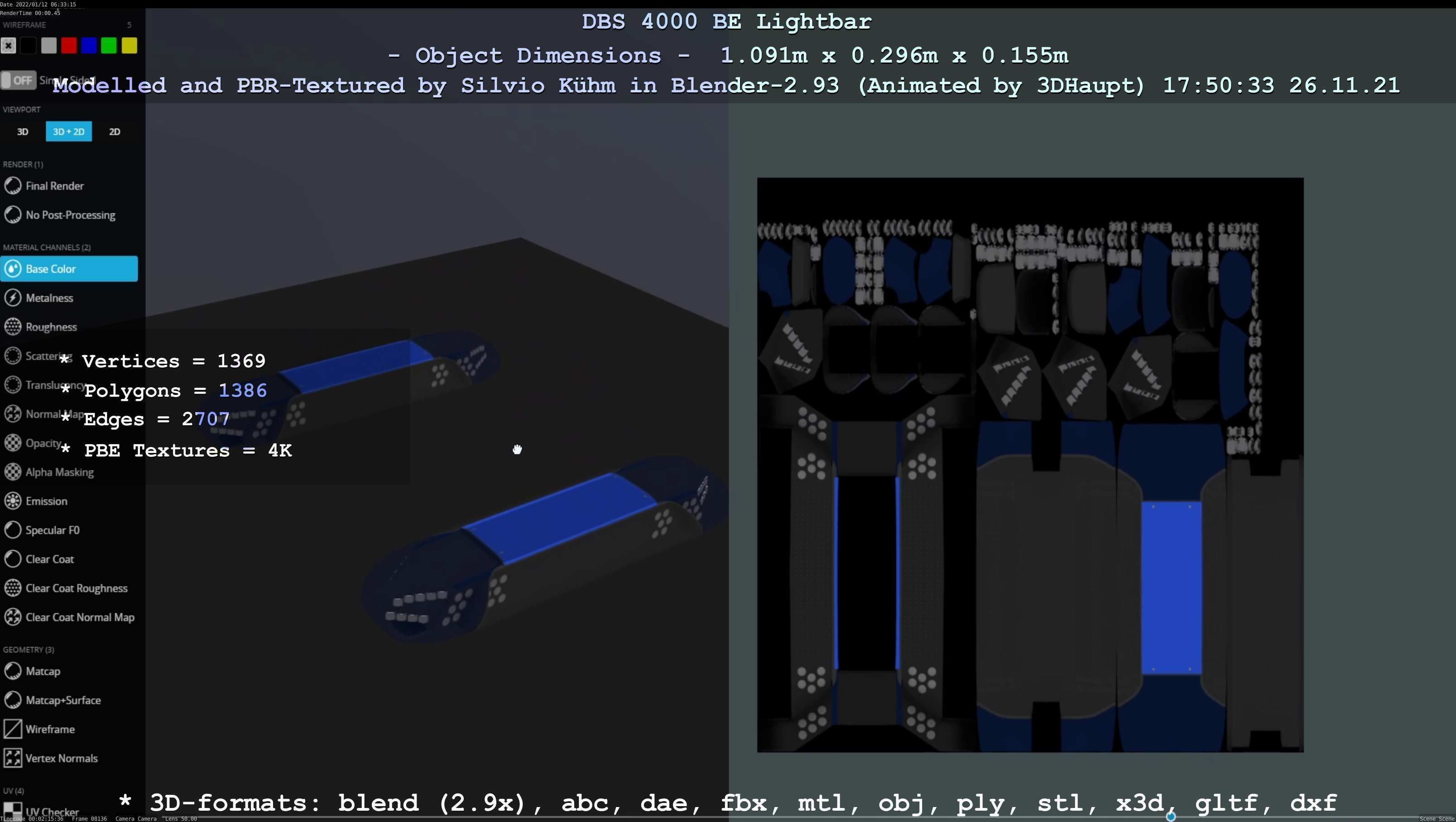 Animated DBS 4000 BE Lightbar Low-poly 3D model_36