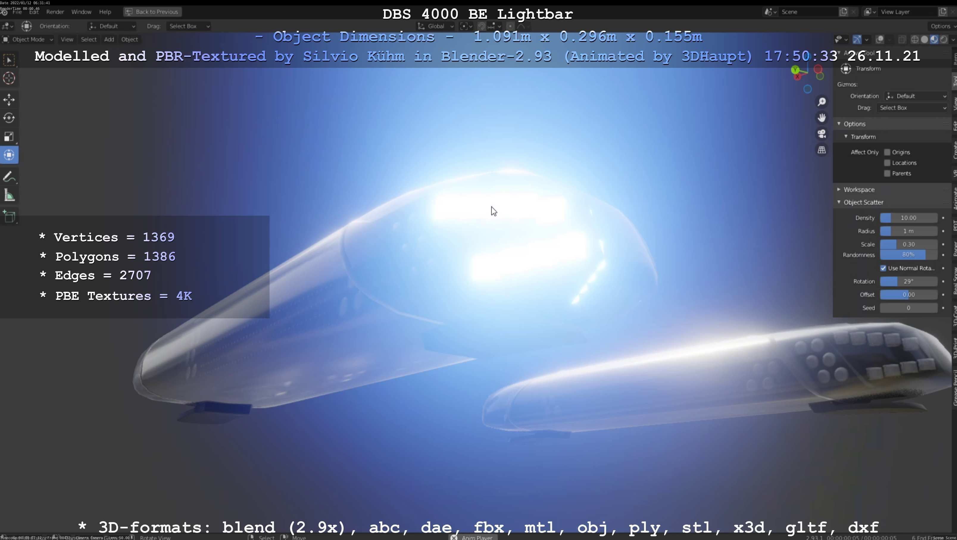 Animated DBS 4000 BE Lightbar Low-poly 3D model_61