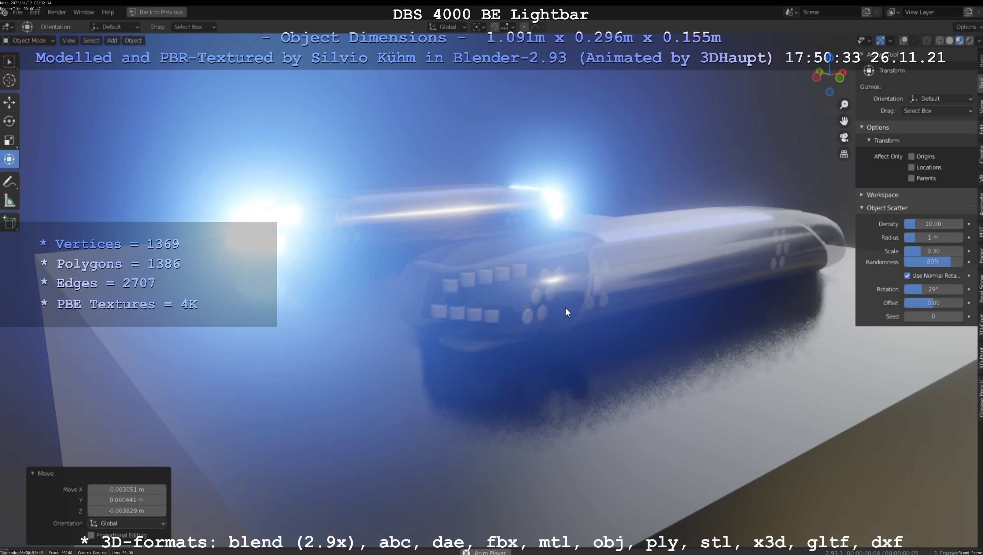 Animated DBS 4000 BE Lightbar Low-poly 3D model_91