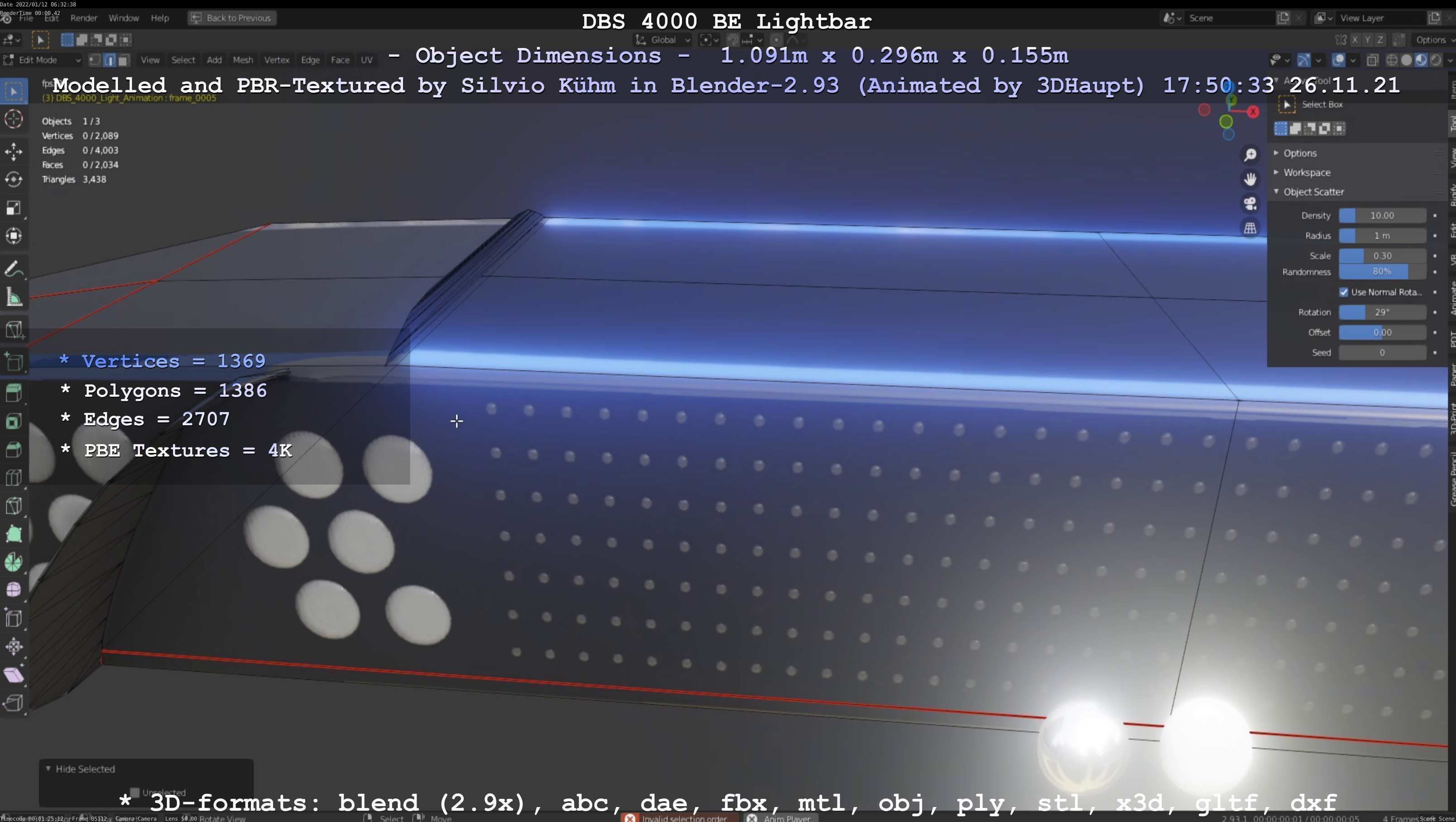 Animated DBS 4000 BE Lightbar Low-poly 3D model_142
