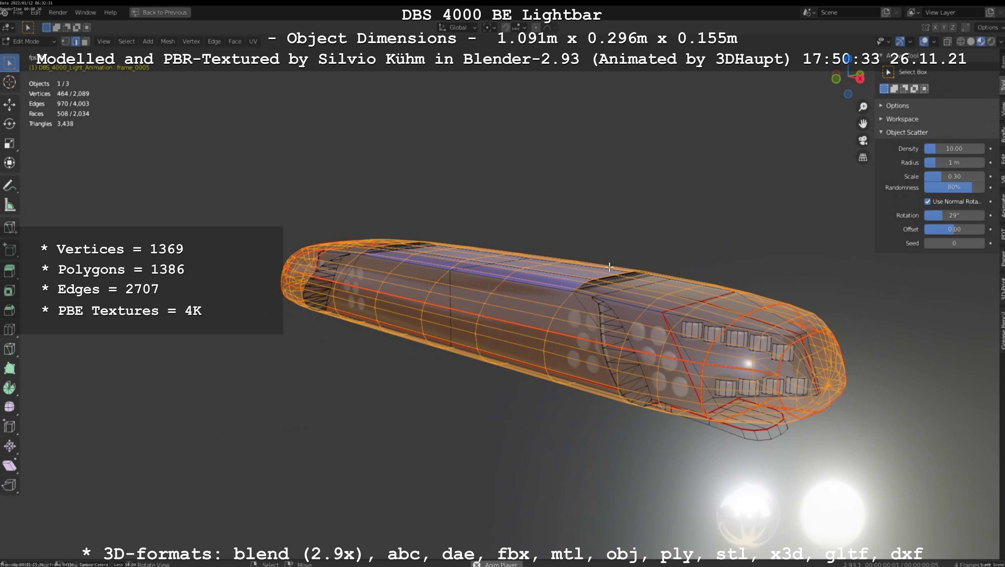 Animated DBS 4000 BE Lightbar Low-poly 3D model_37