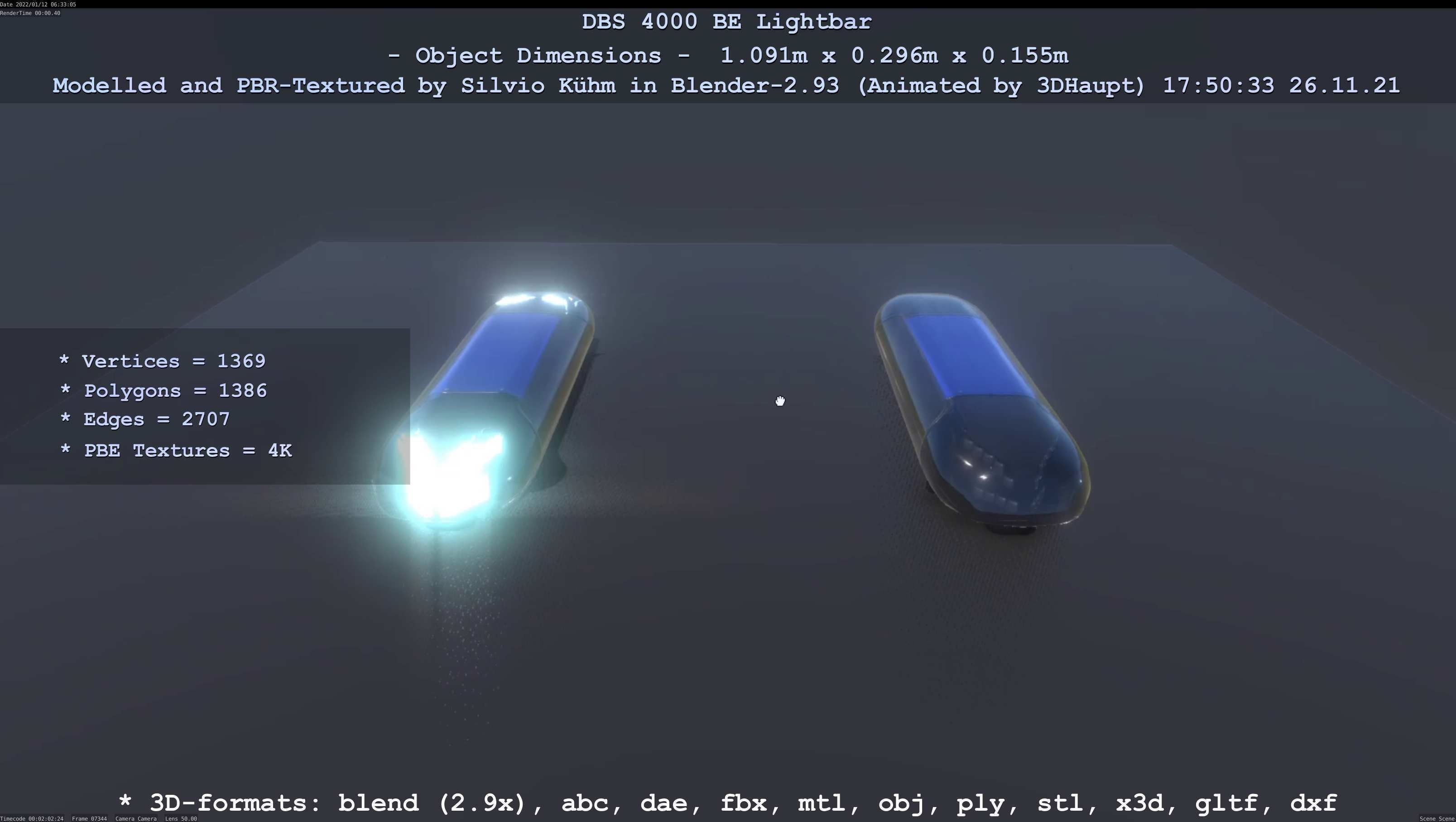 Animated DBS 4000 BE Lightbar Low-poly 3D model_44