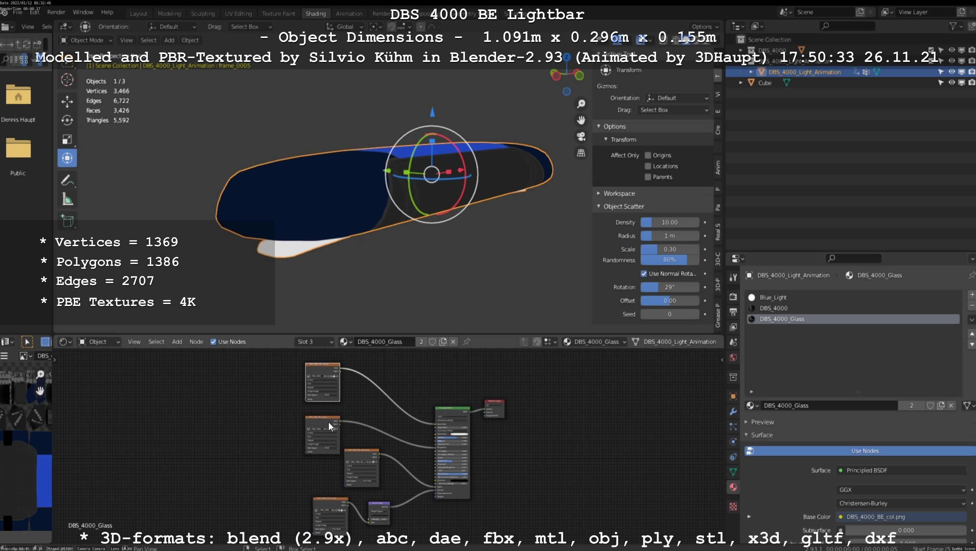 Animated DBS 4000 BE Lightbar Low-poly 3D model_120