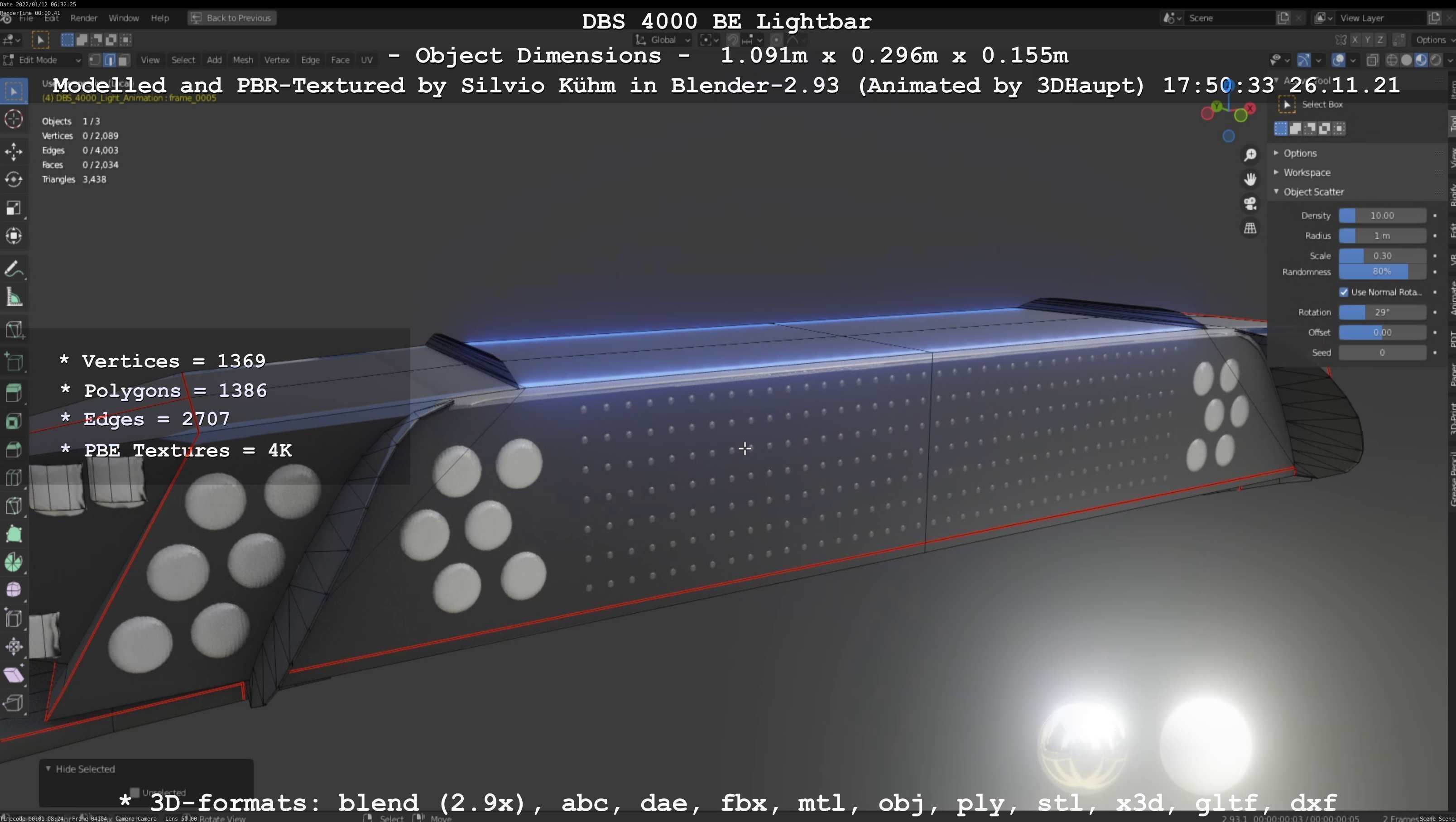 Animated DBS 4000 BE Lightbar Low-poly 3D model_21