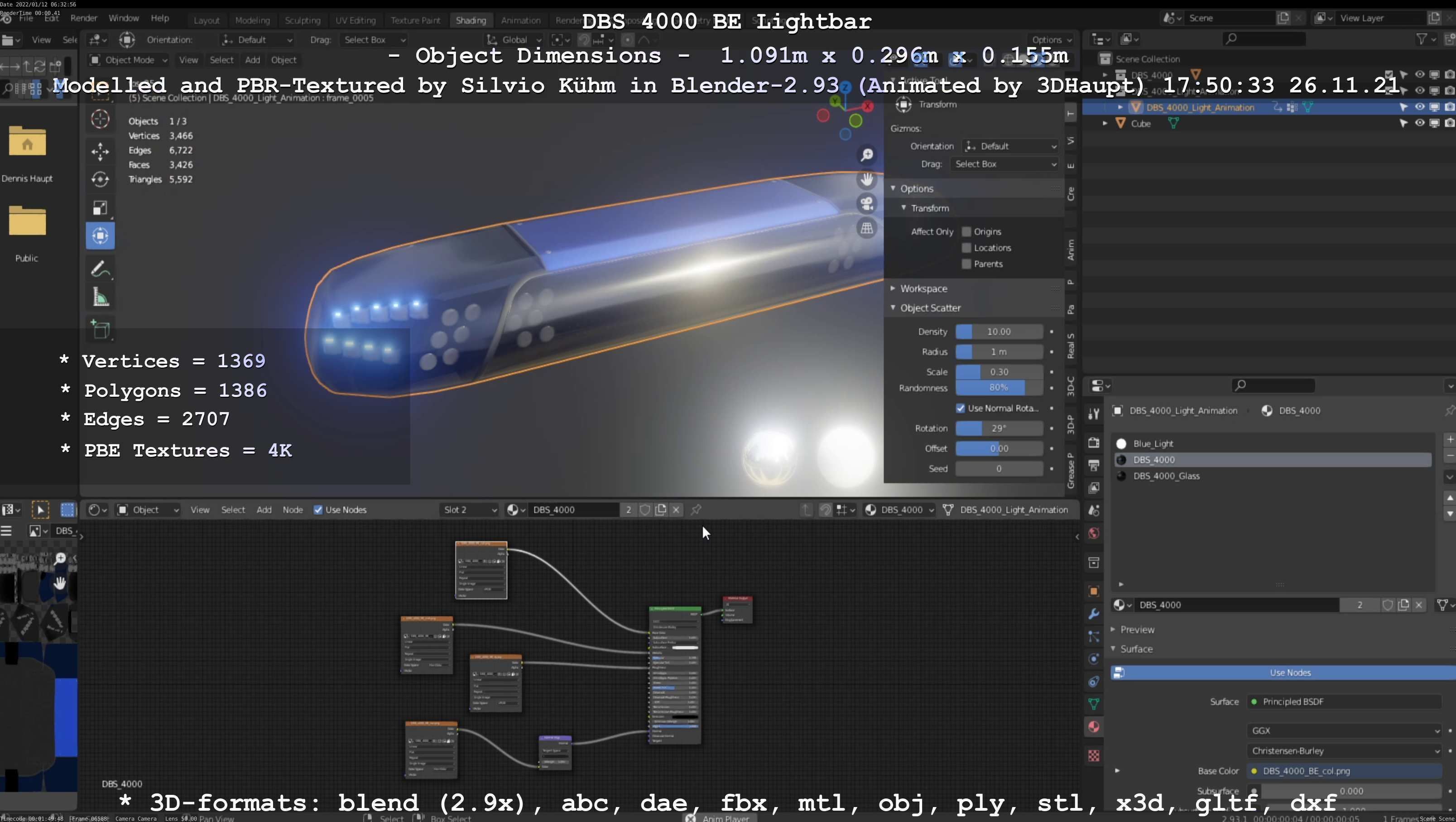 Animated DBS 4000 BE Lightbar Low-poly 3D model_129
