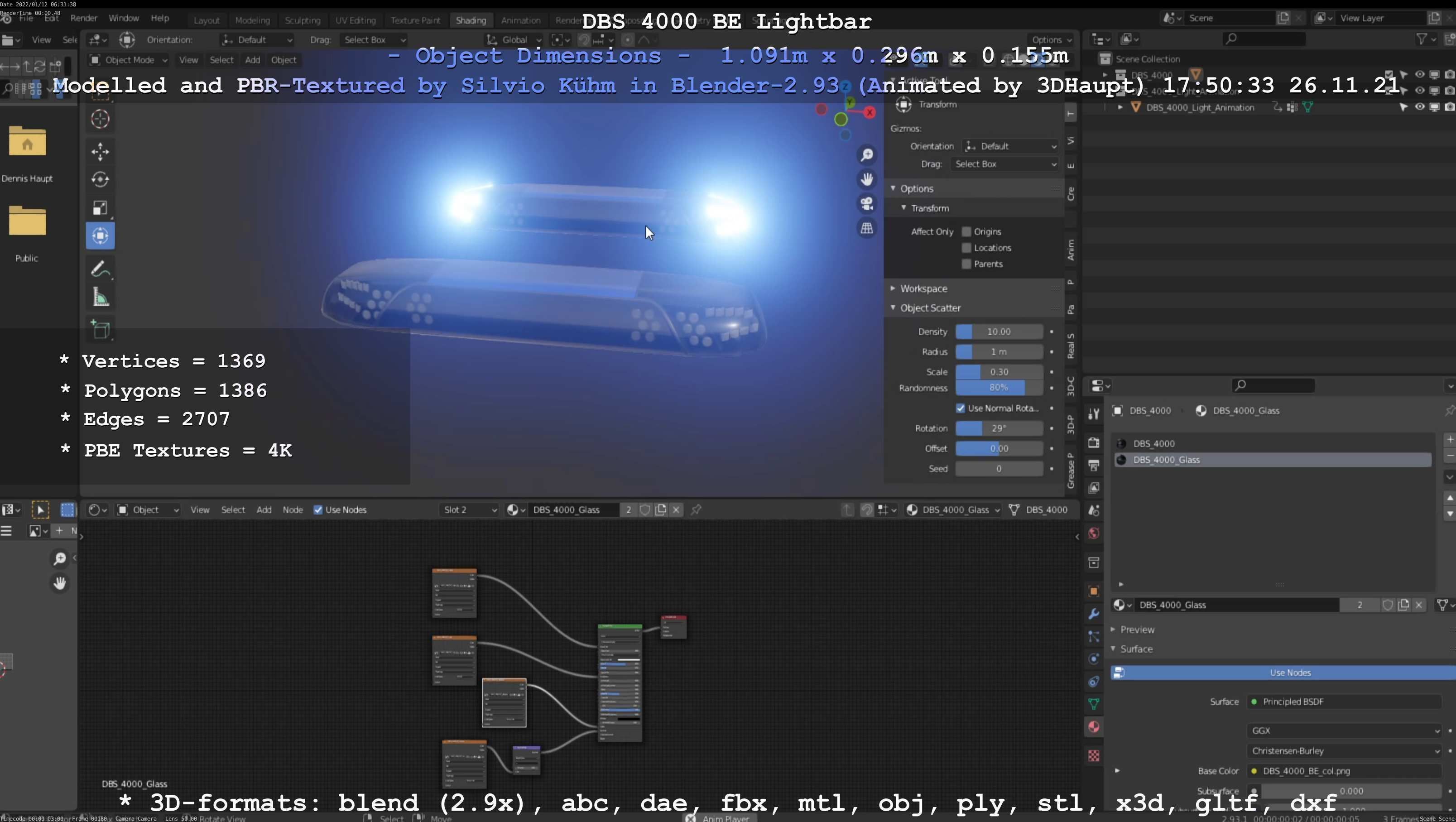 Animated DBS 4000 BE Lightbar Low-poly 3D model_60
