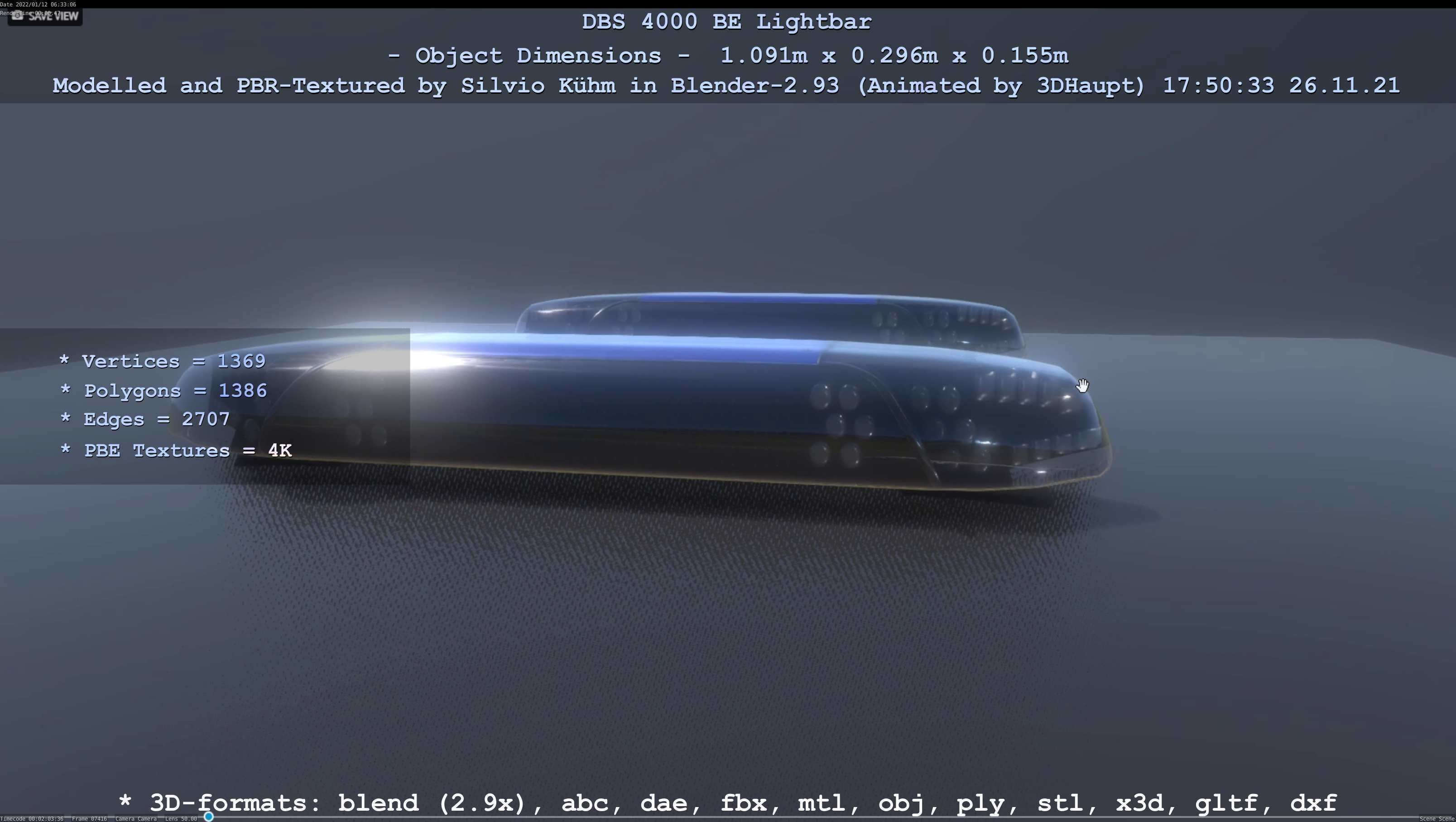 Animated DBS 4000 BE Lightbar Low-poly 3D model_26