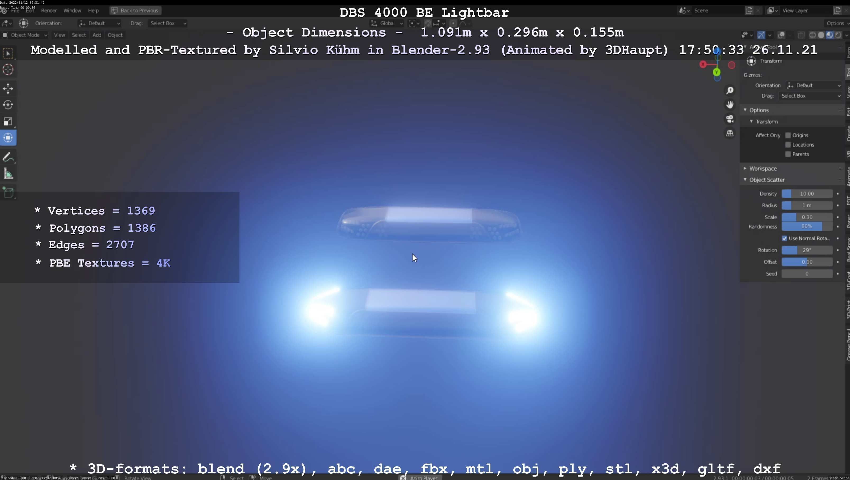 Animated DBS 4000 BE Lightbar Low-poly 3D model_55