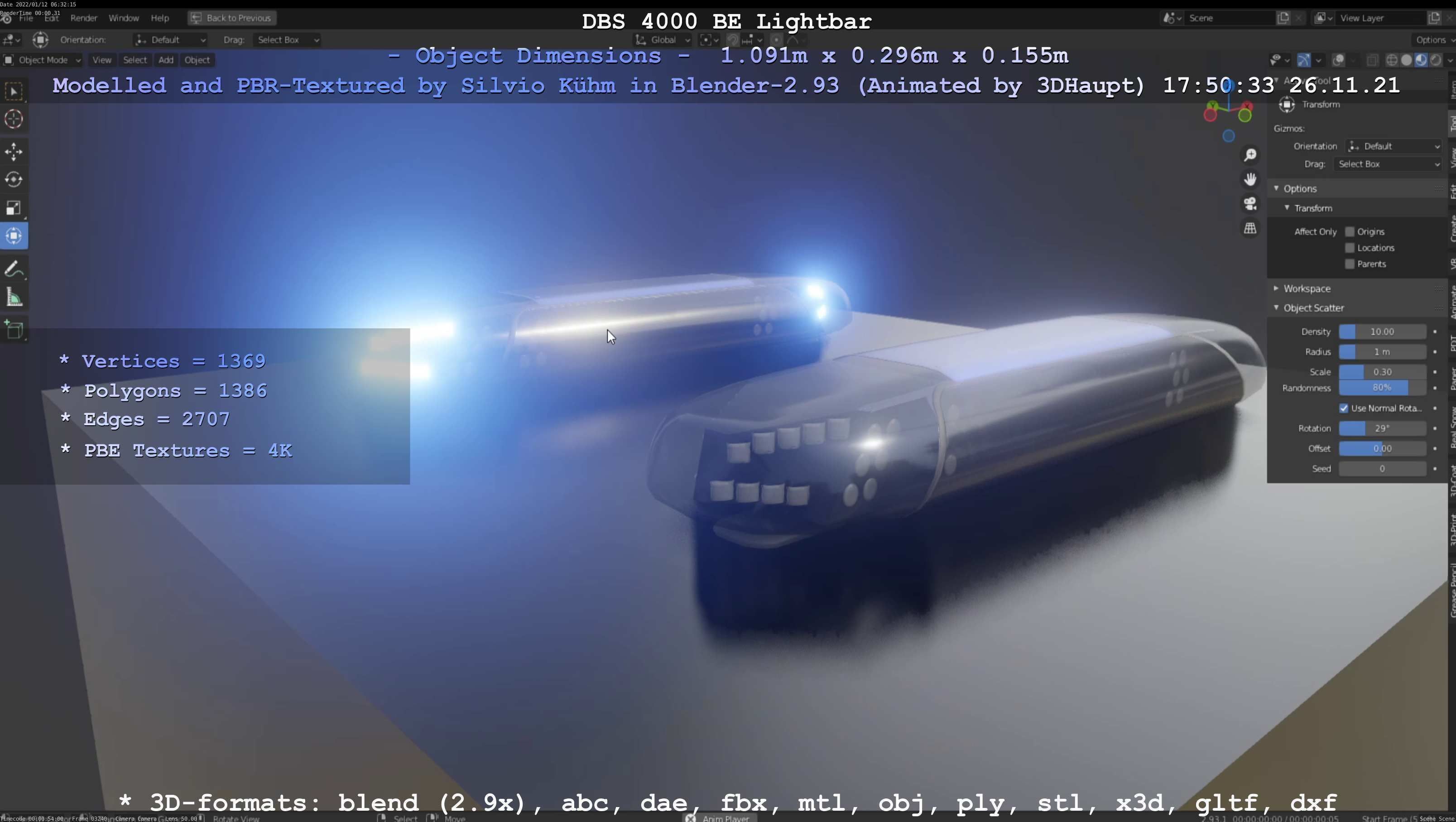 Animated DBS 4000 BE Lightbar Low-poly 3D model_95