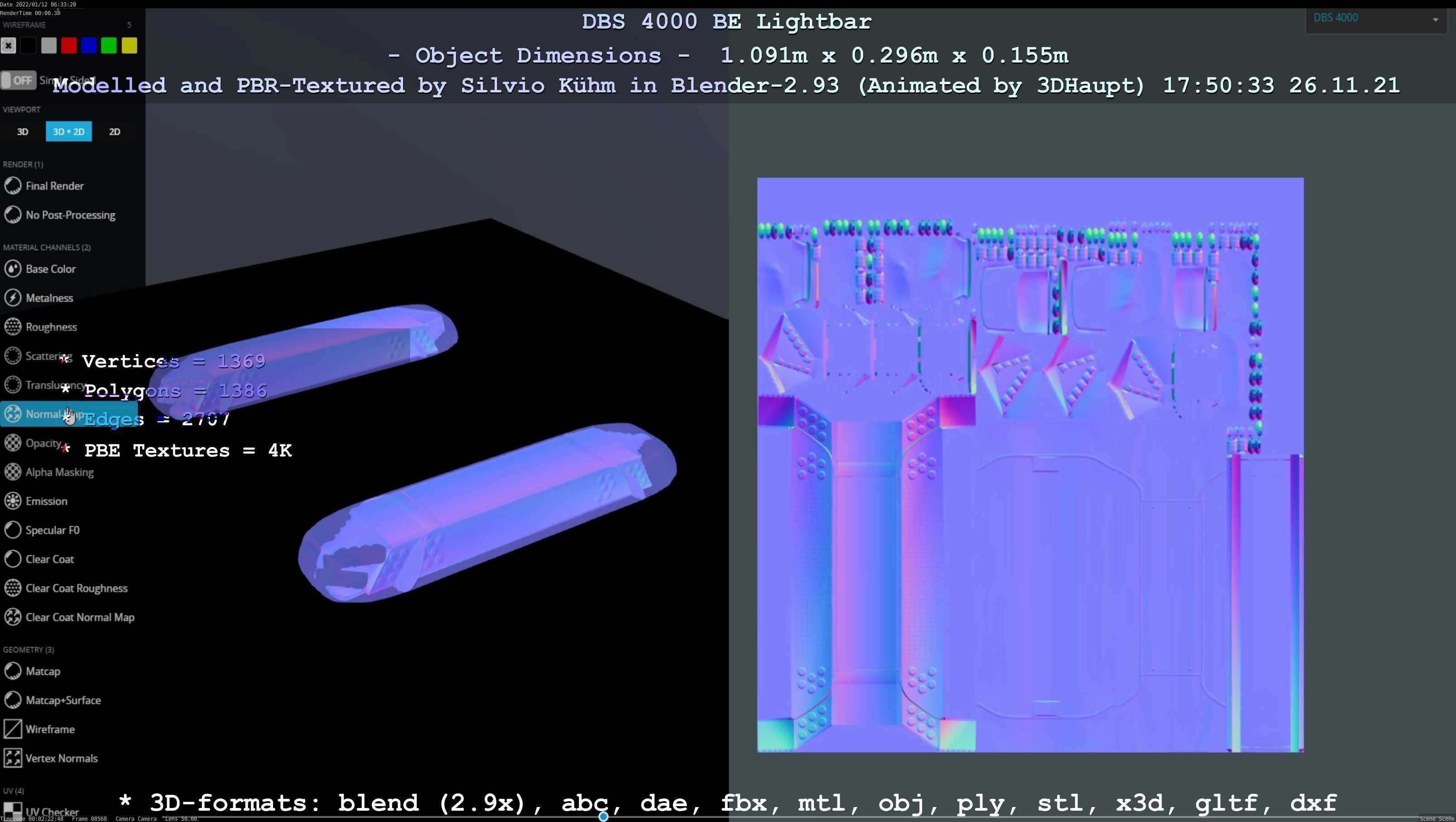 Animated DBS 4000 BE Lightbar Low-poly 3D model_56