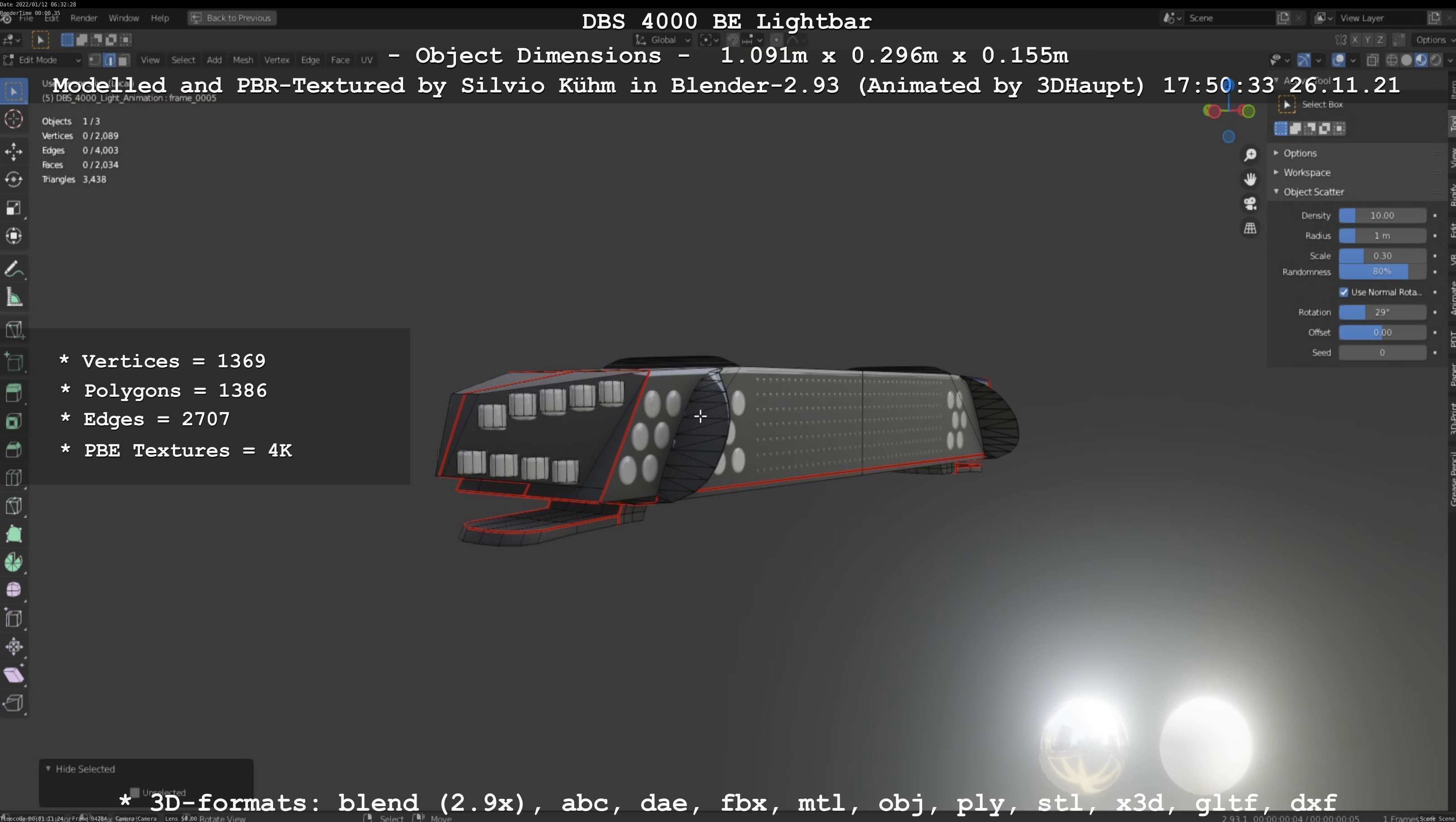 Animated DBS 4000 BE Lightbar Low-poly 3D model_110