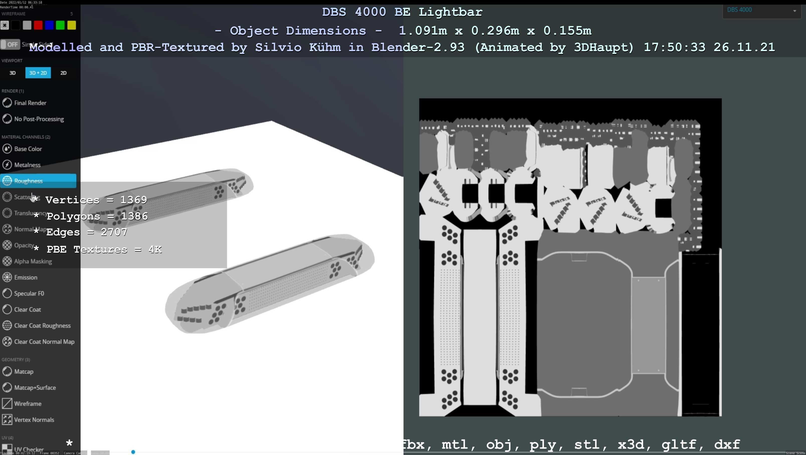 Animated DBS 4000 BE Lightbar Low-poly 3D model_33