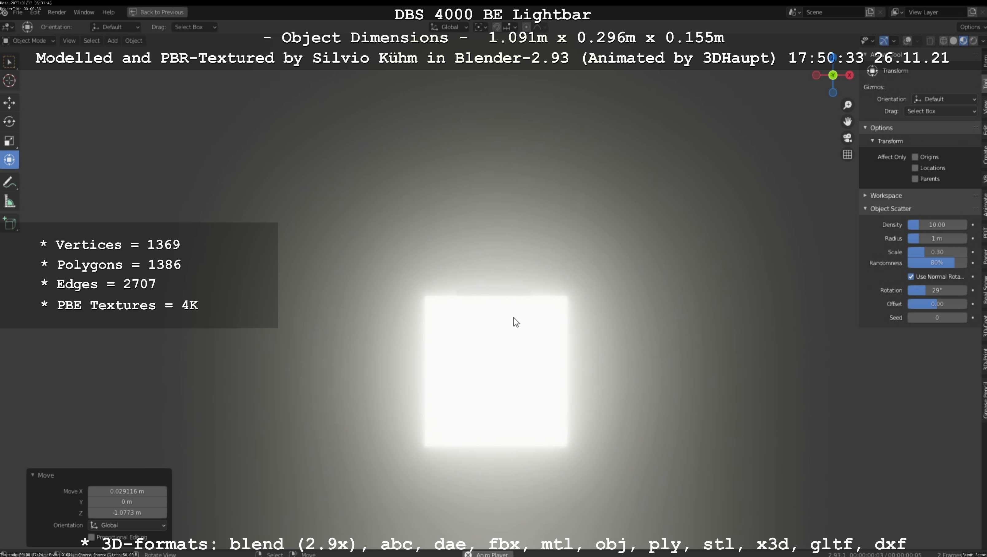 Animated DBS 4000 BE Lightbar Low-poly 3D model_65