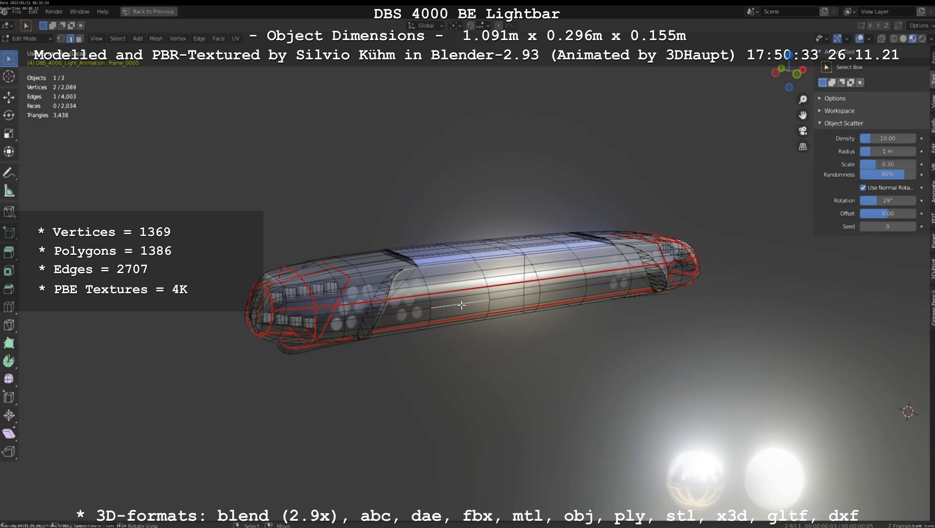 Animated DBS 4000 BE Lightbar Low-poly 3D model_113