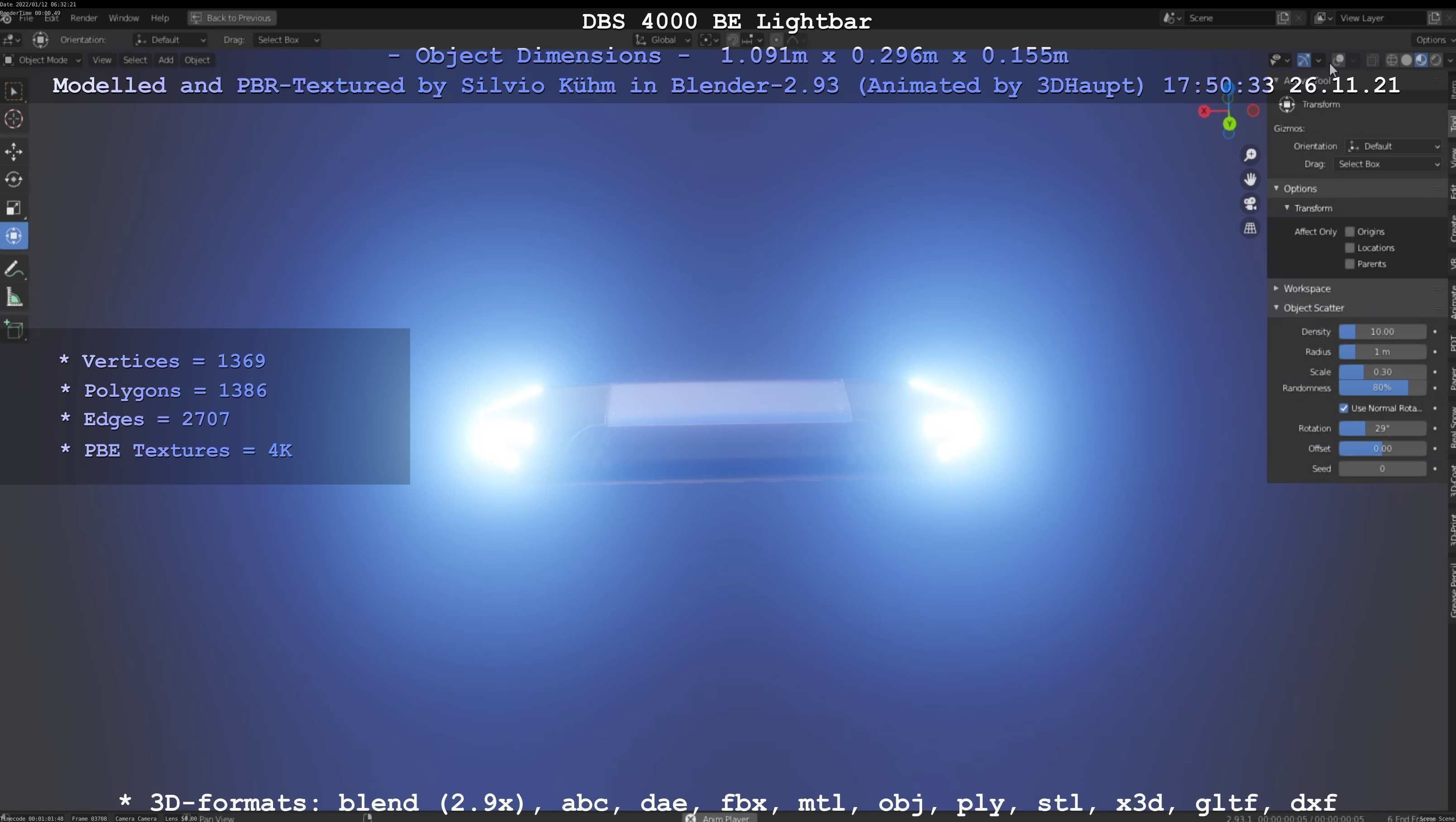Animated DBS 4000 BE Lightbar Low-poly 3D model_101