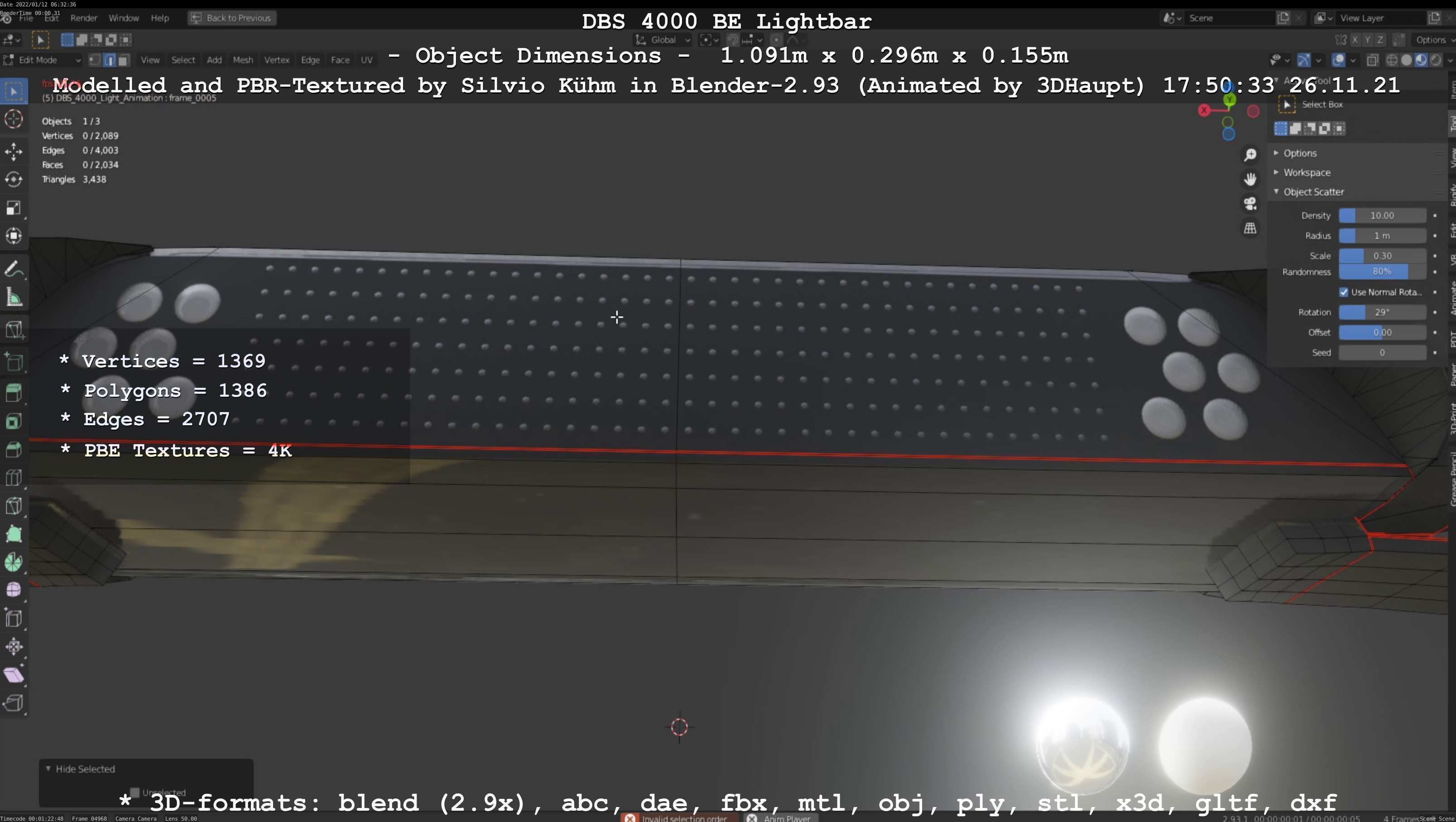 Animated DBS 4000 BE Lightbar Low-poly 3D model_106