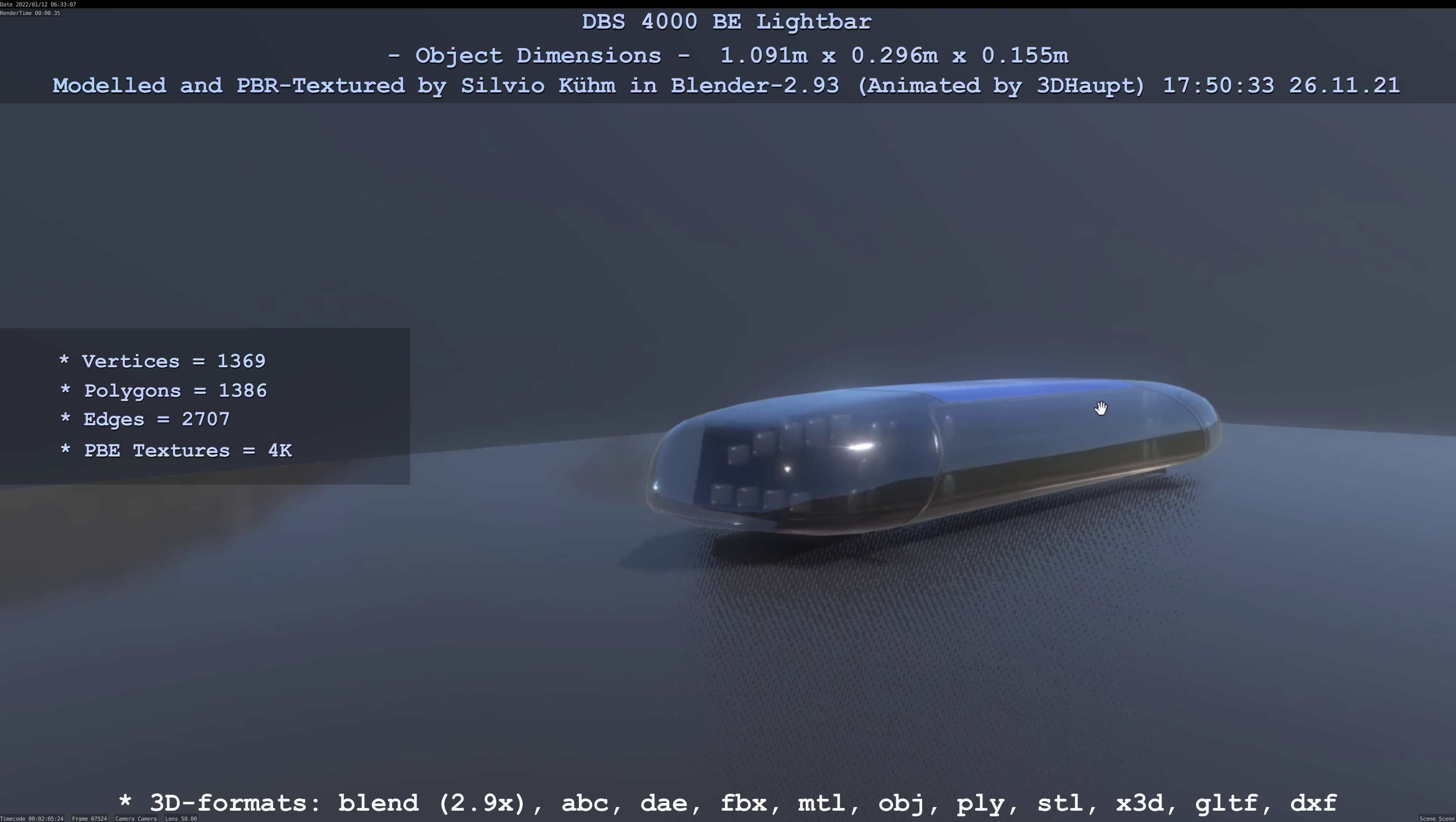 Animated DBS 4000 BE Lightbar Low-poly 3D model_31