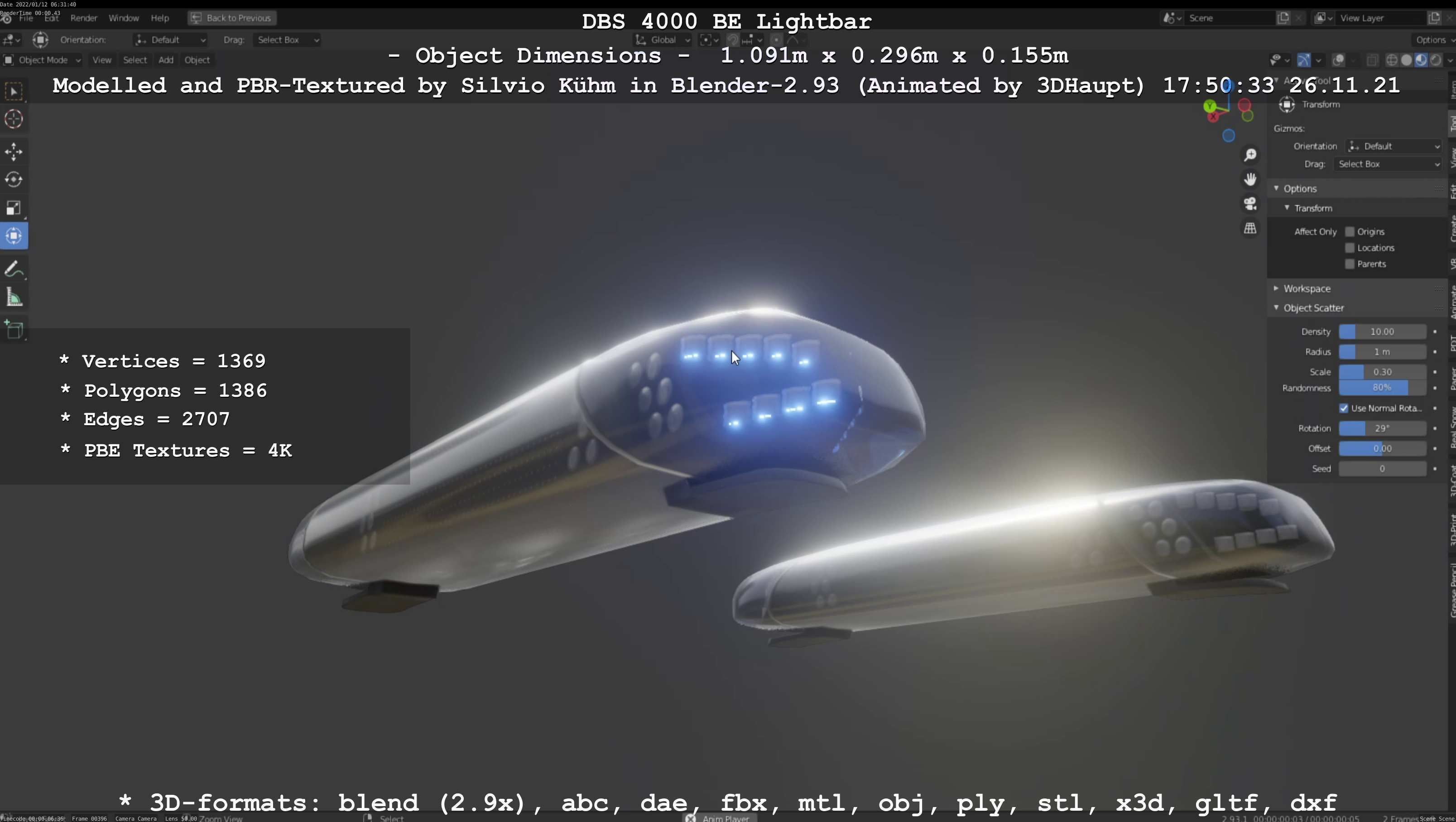 Animated DBS 4000 BE Lightbar Low-poly 3D model_43