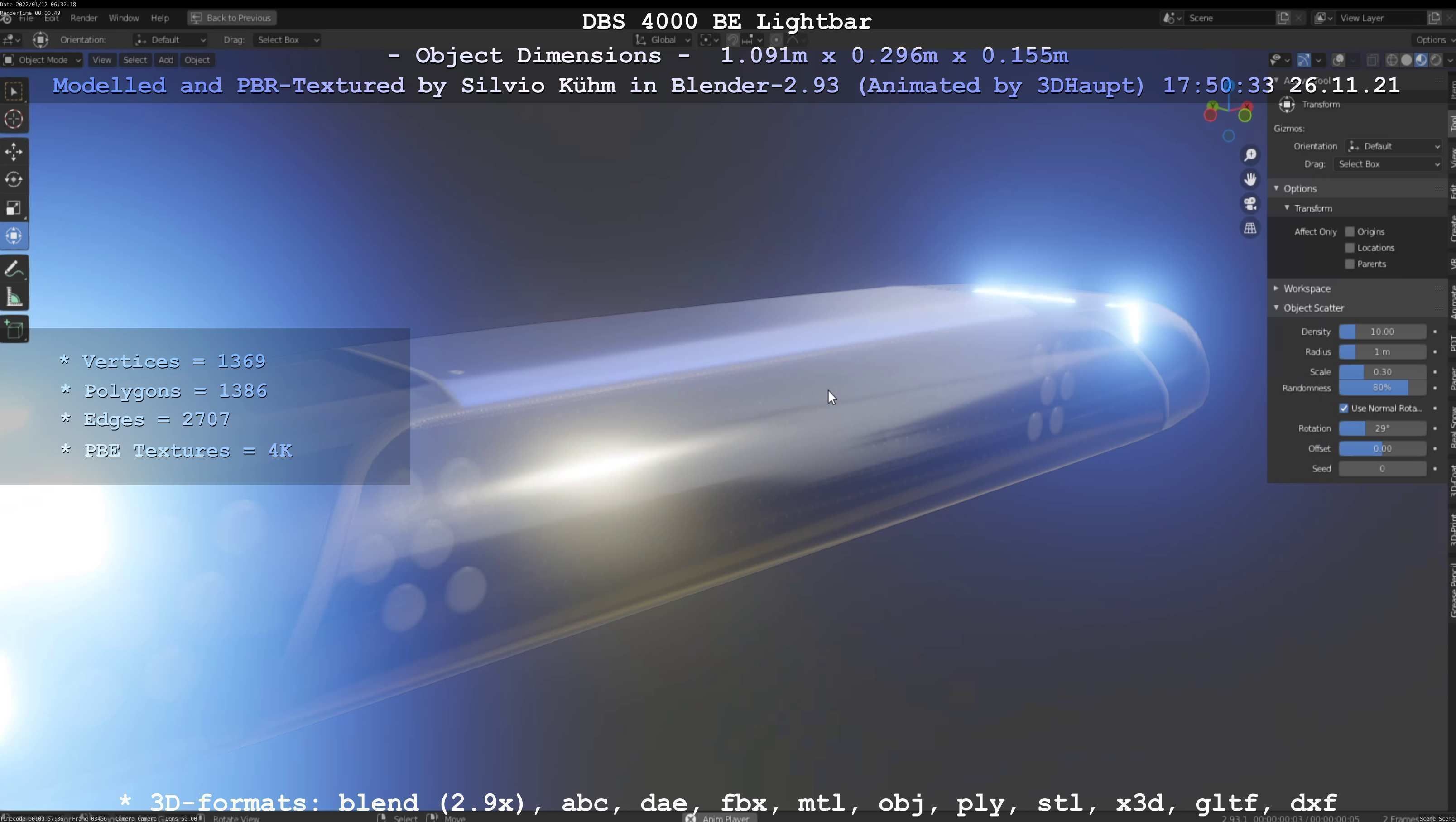 Animated DBS 4000 BE Lightbar Low-poly 3D model_54