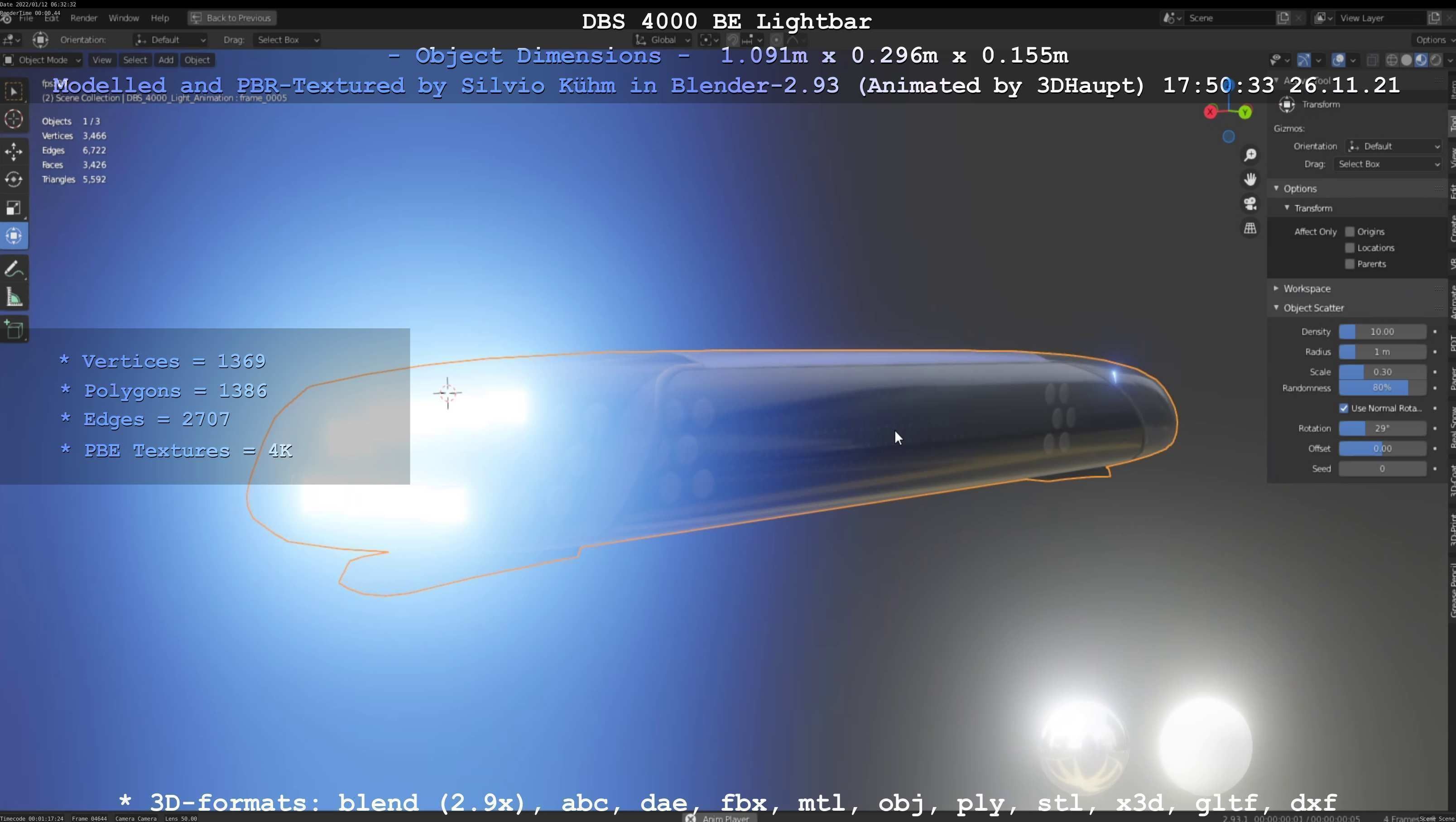 Animated DBS 4000 BE Lightbar Low-poly 3D model_107