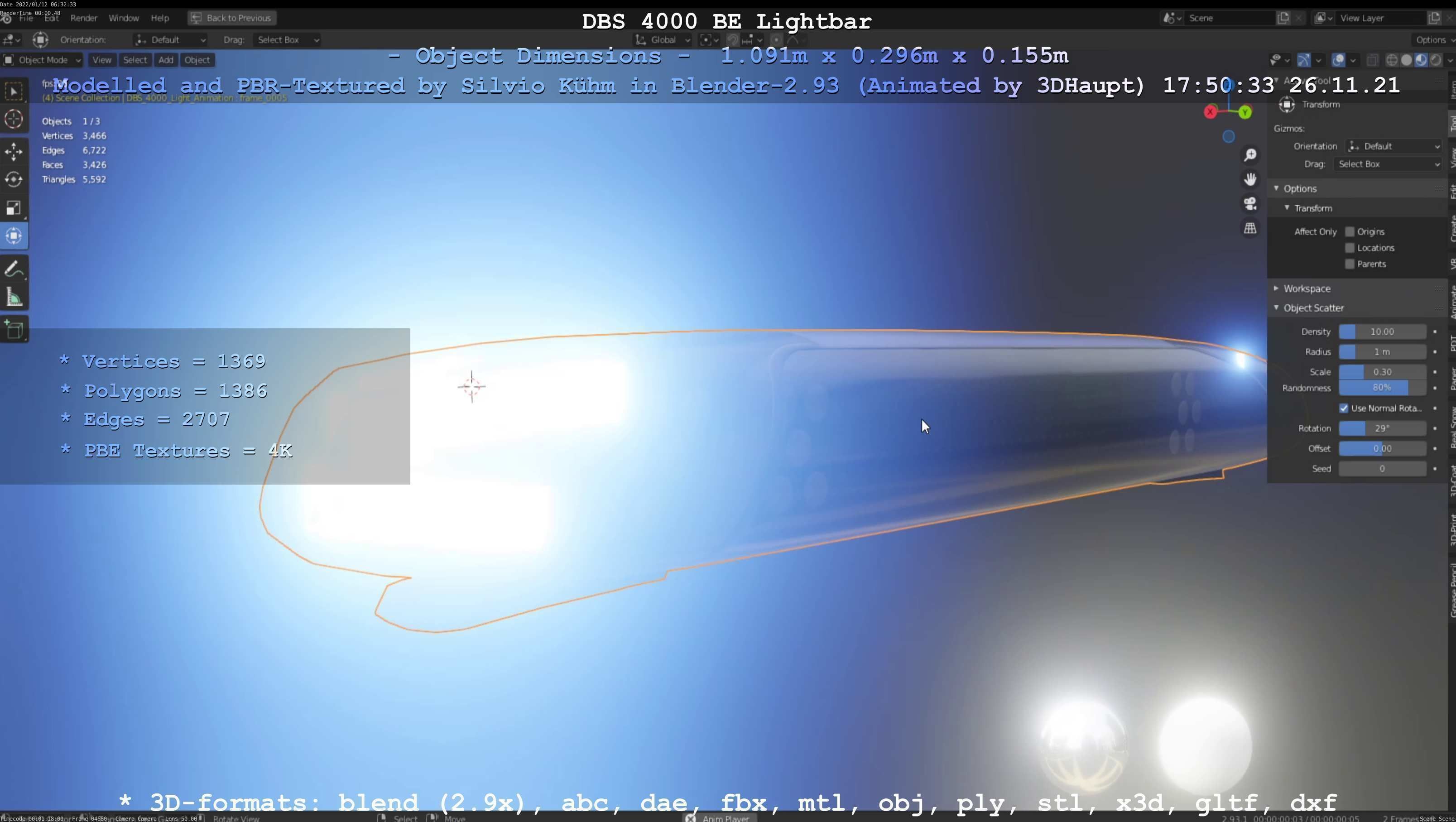 Animated DBS 4000 BE Lightbar Low-poly 3D model_128