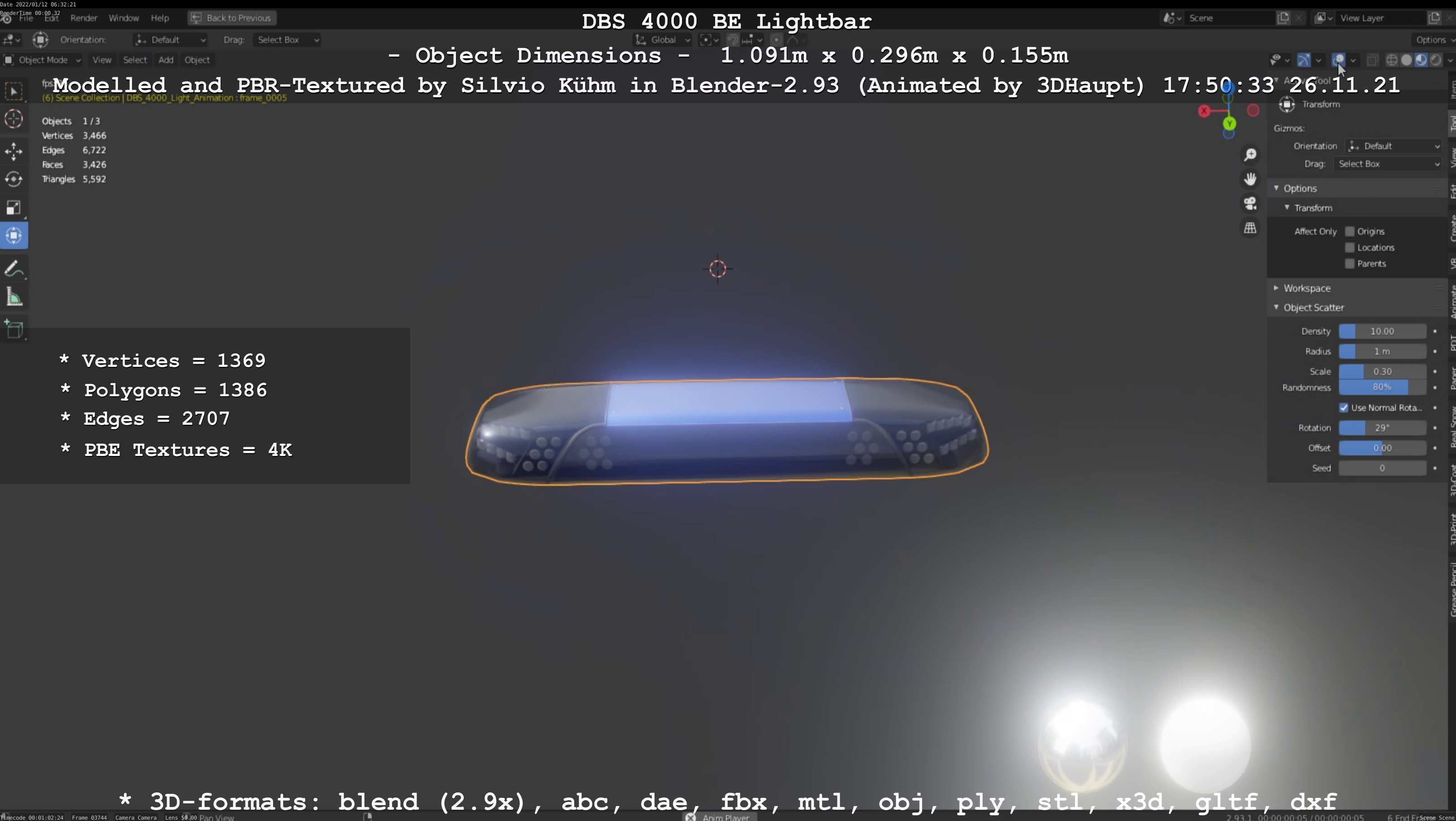 Animated DBS 4000 BE Lightbar Low-poly 3D model_19