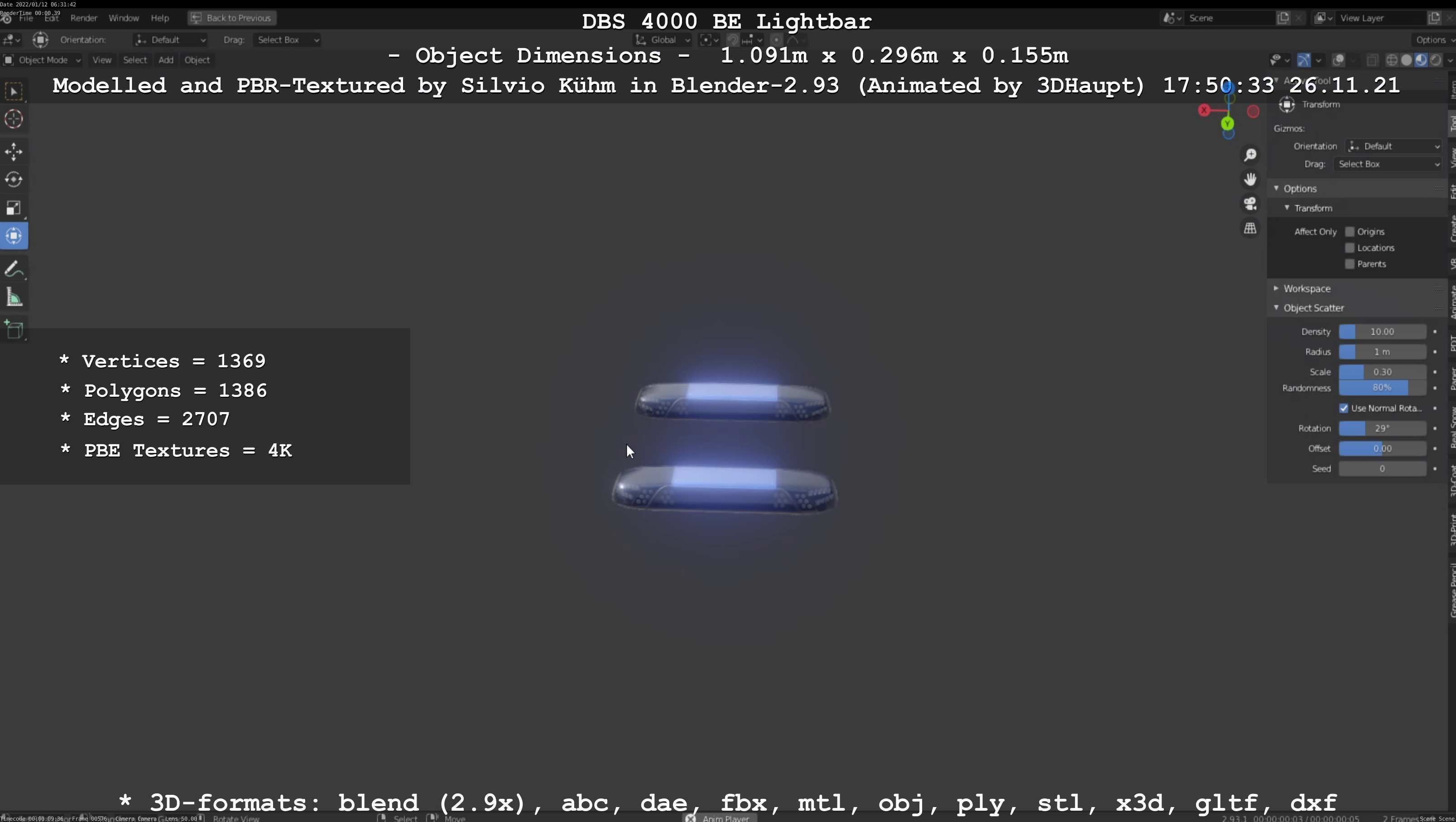 Animated DBS 4000 BE Lightbar Low-poly 3D model_59
